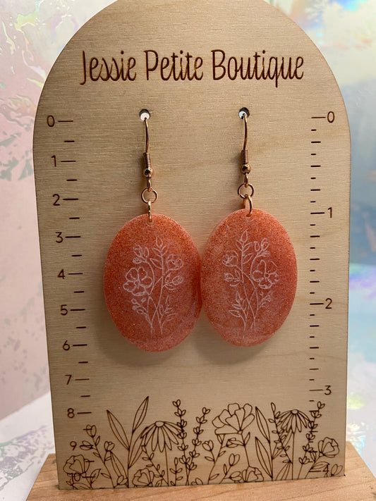 Herbier Oval Earrings with Floral Pattern