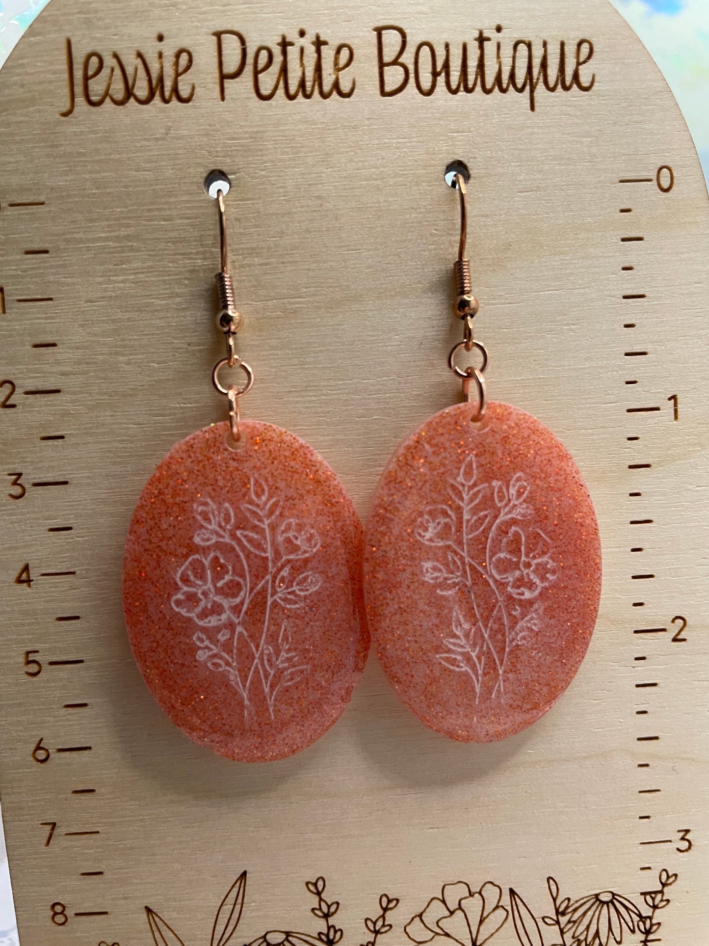 Herbier Oval Earrings with Floral Pattern