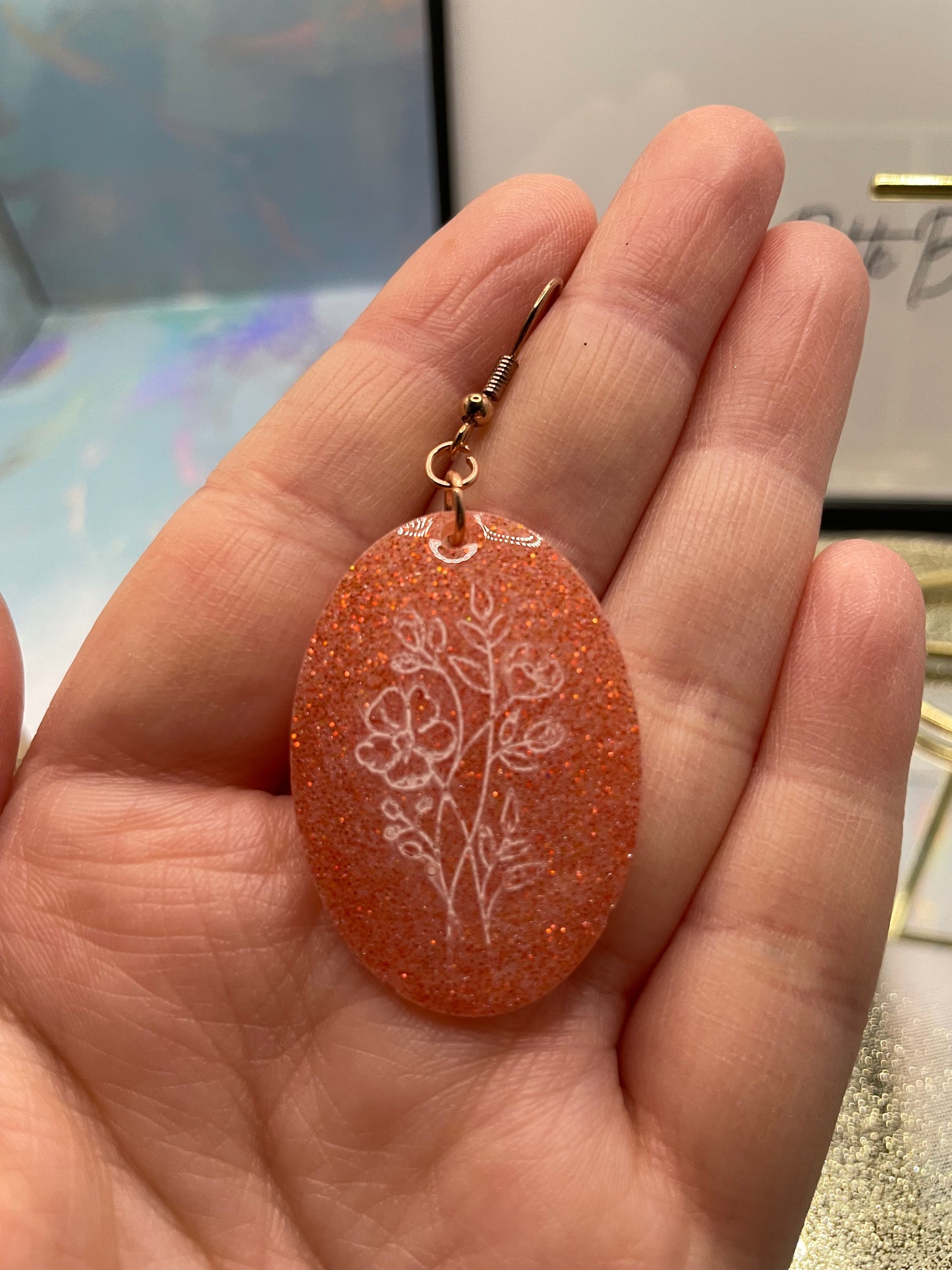 Herbier Oval Earrings with Floral Pattern