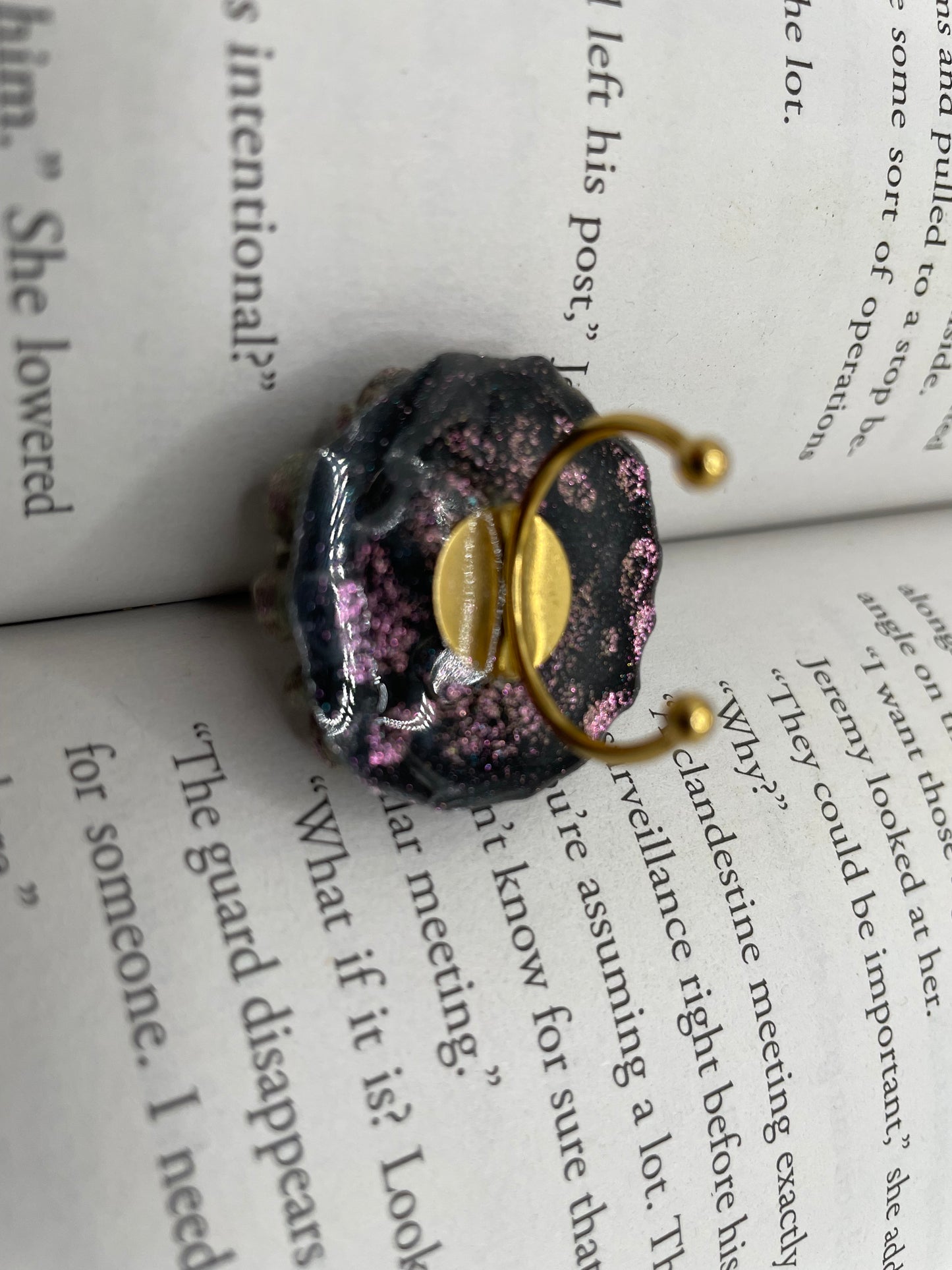 Floral Adjustable Statement Ring -Stainless Steel
