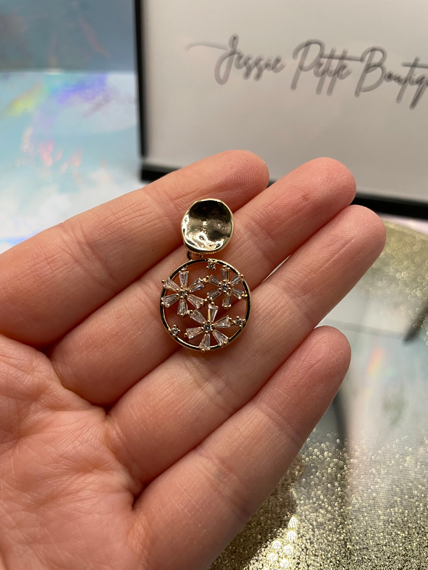 Zirconia Flowers In A Circle Earrings – NICKEL FREE