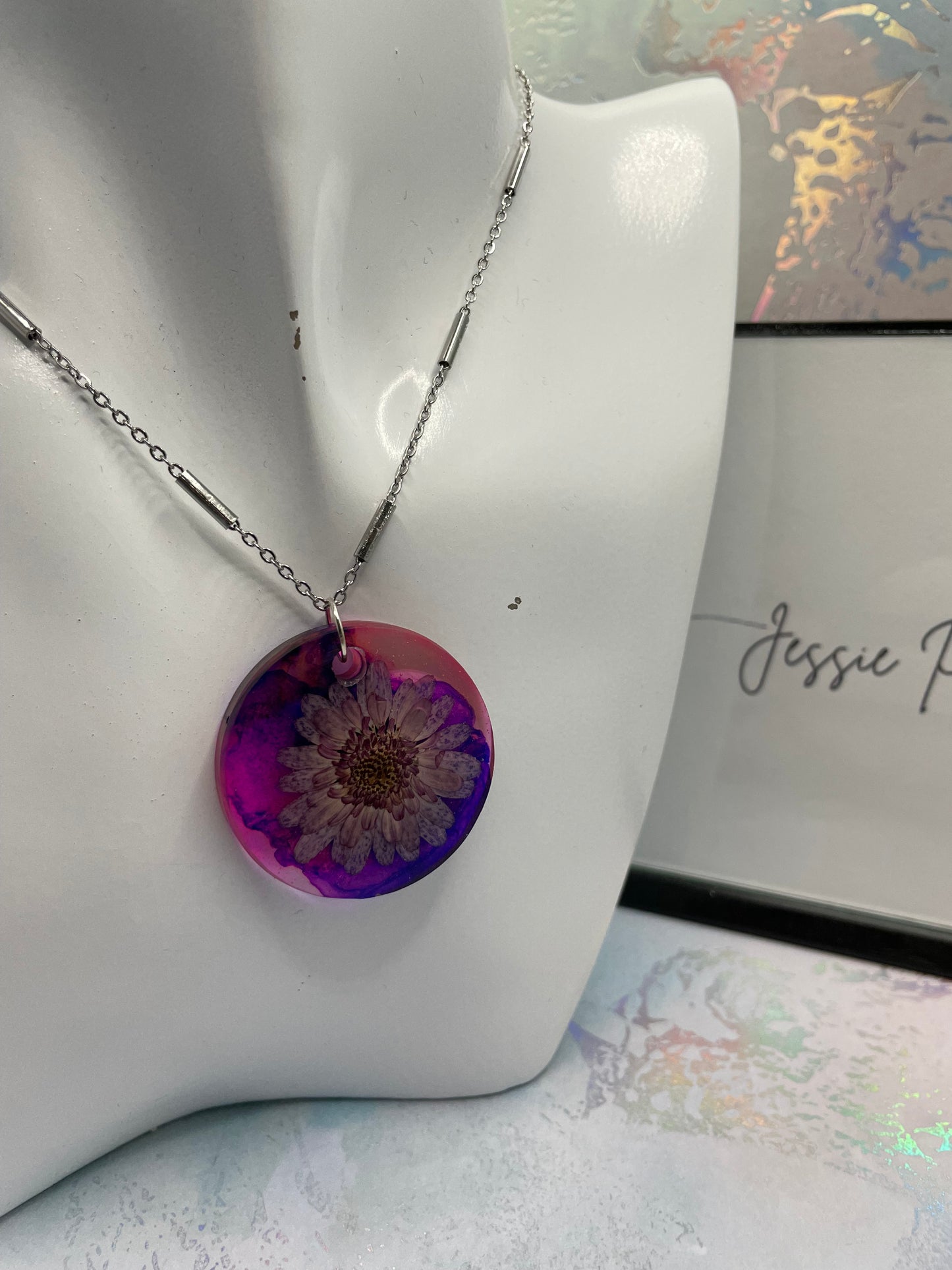 Fleur Mauve sur rose et mauve 23'' -Sans nickel