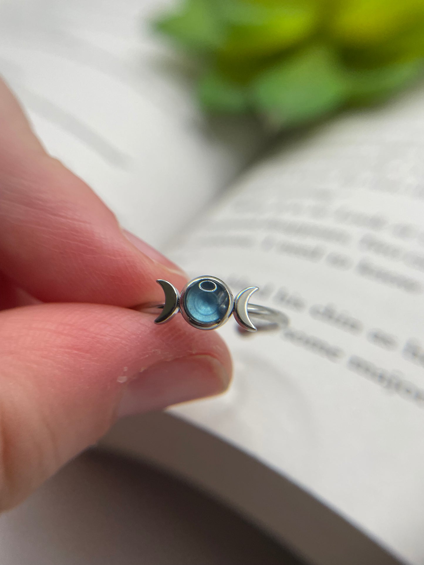 Adjustable Stainless Steel Moon Ring