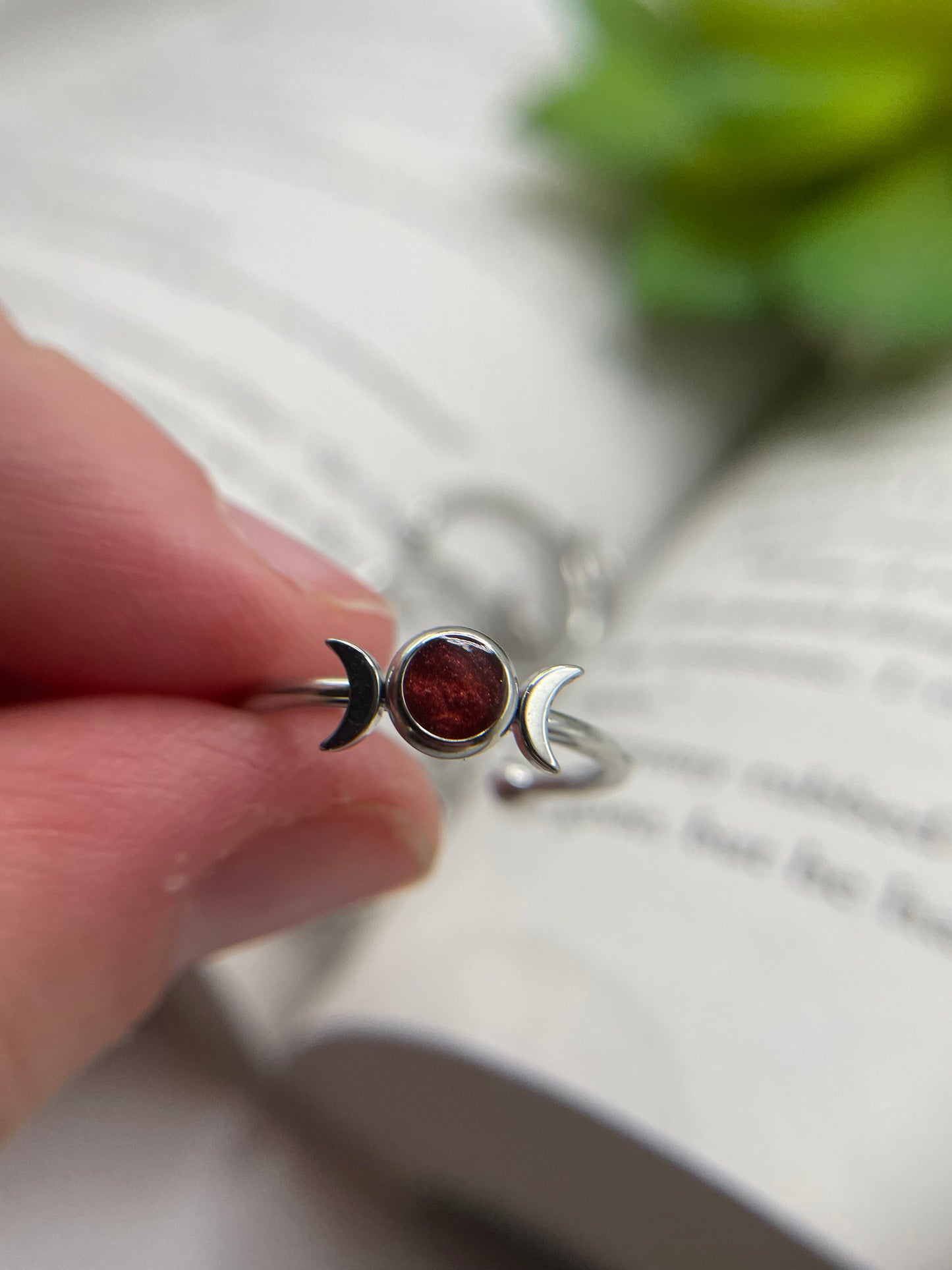Adjustable Stainless Steel Moon Ring