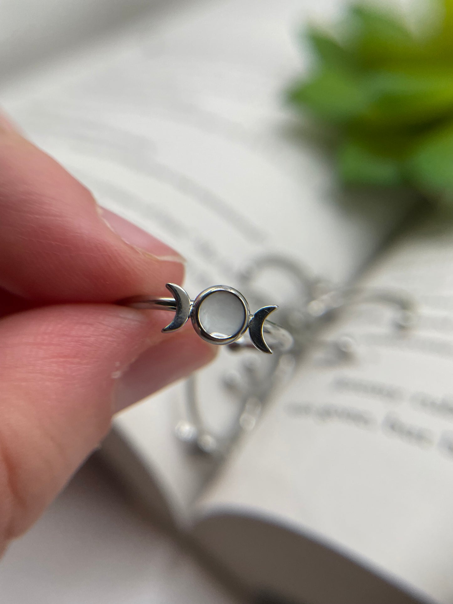 Adjustable Stainless Steel Moon Ring