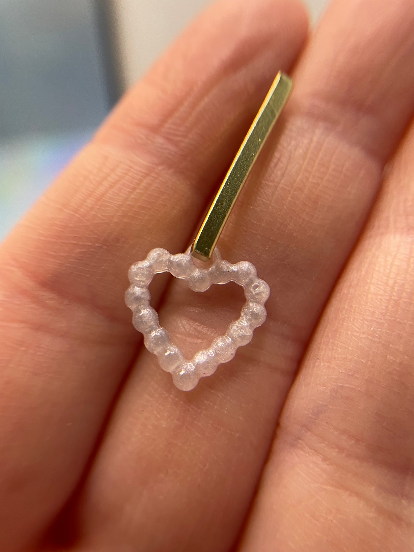 Small Dotted Heart With Bar Stud Earrings -NICKEL FREE