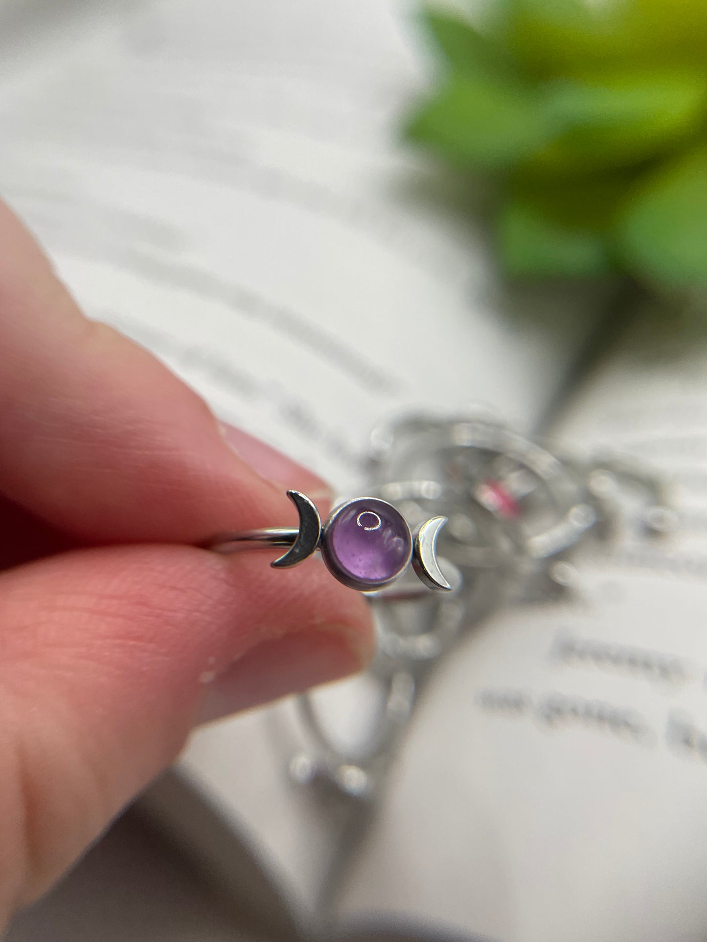 Adjustable Stainless Steel Moon Ring