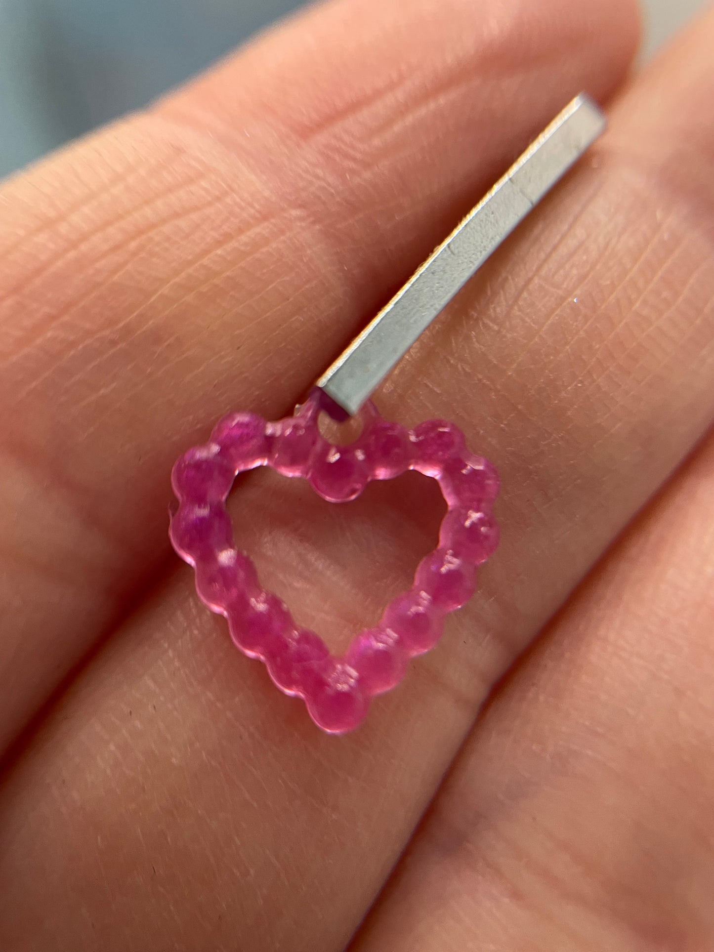 Small Dotted Heart With Bar Stud Earrings -NICKEL FREE