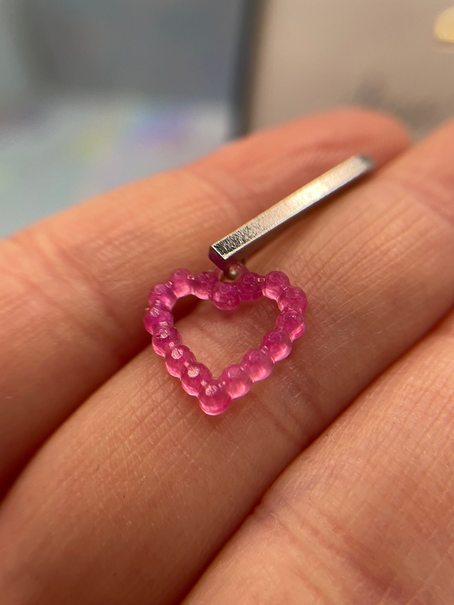 Small Dotted Heart With Bar Stud Earrings -NICKEL FREE