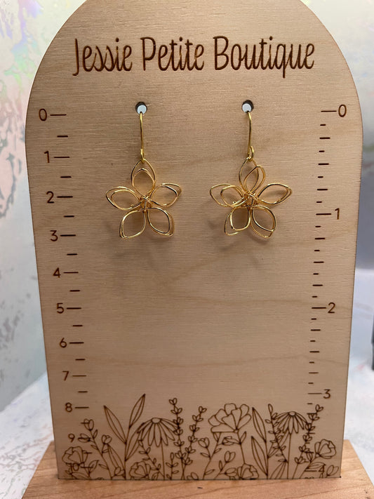 Golden Dangling Flower Earrings – NICKEL FREE