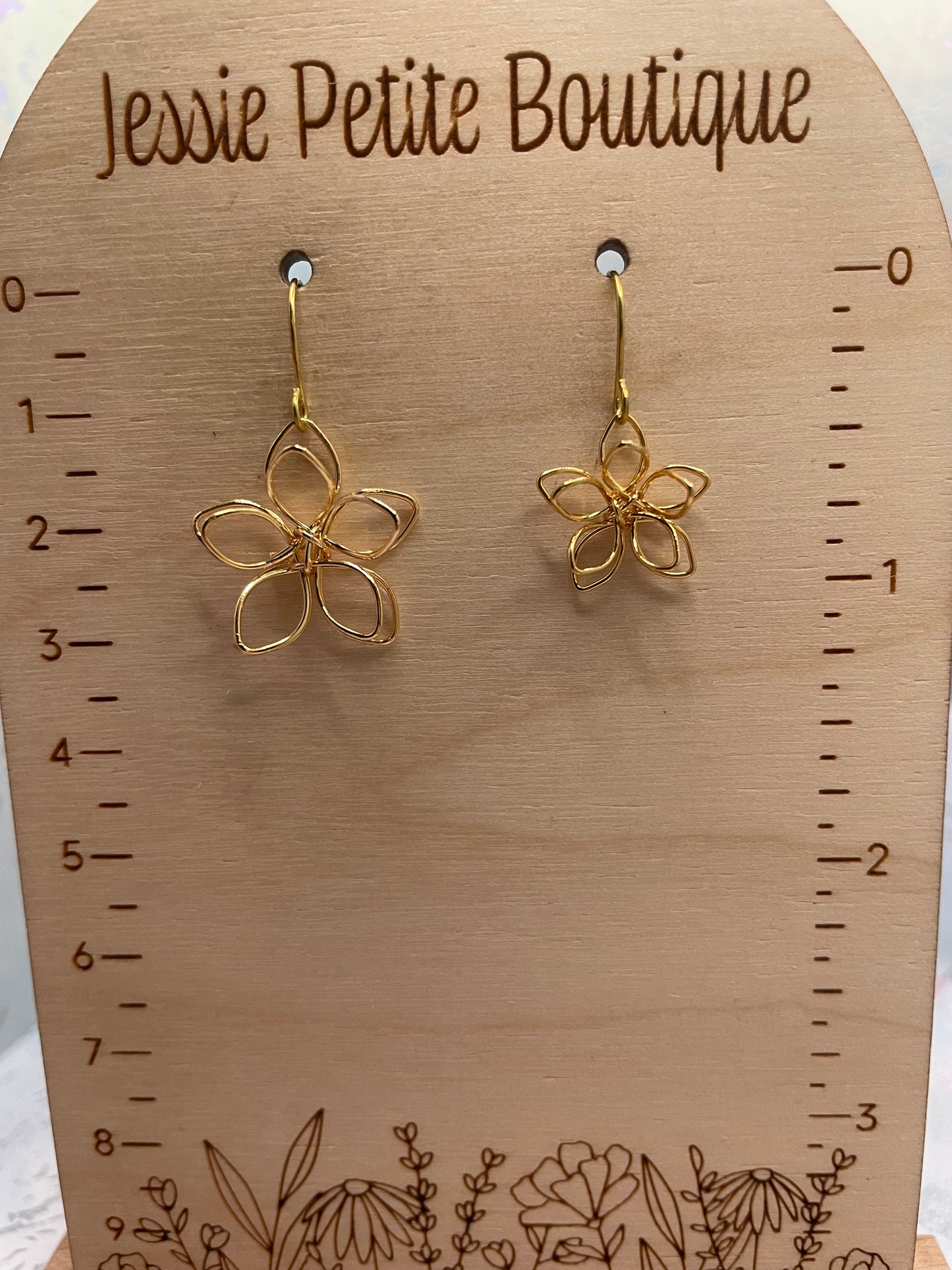 Golden Dangling Flower Earrings – NICKEL FREE