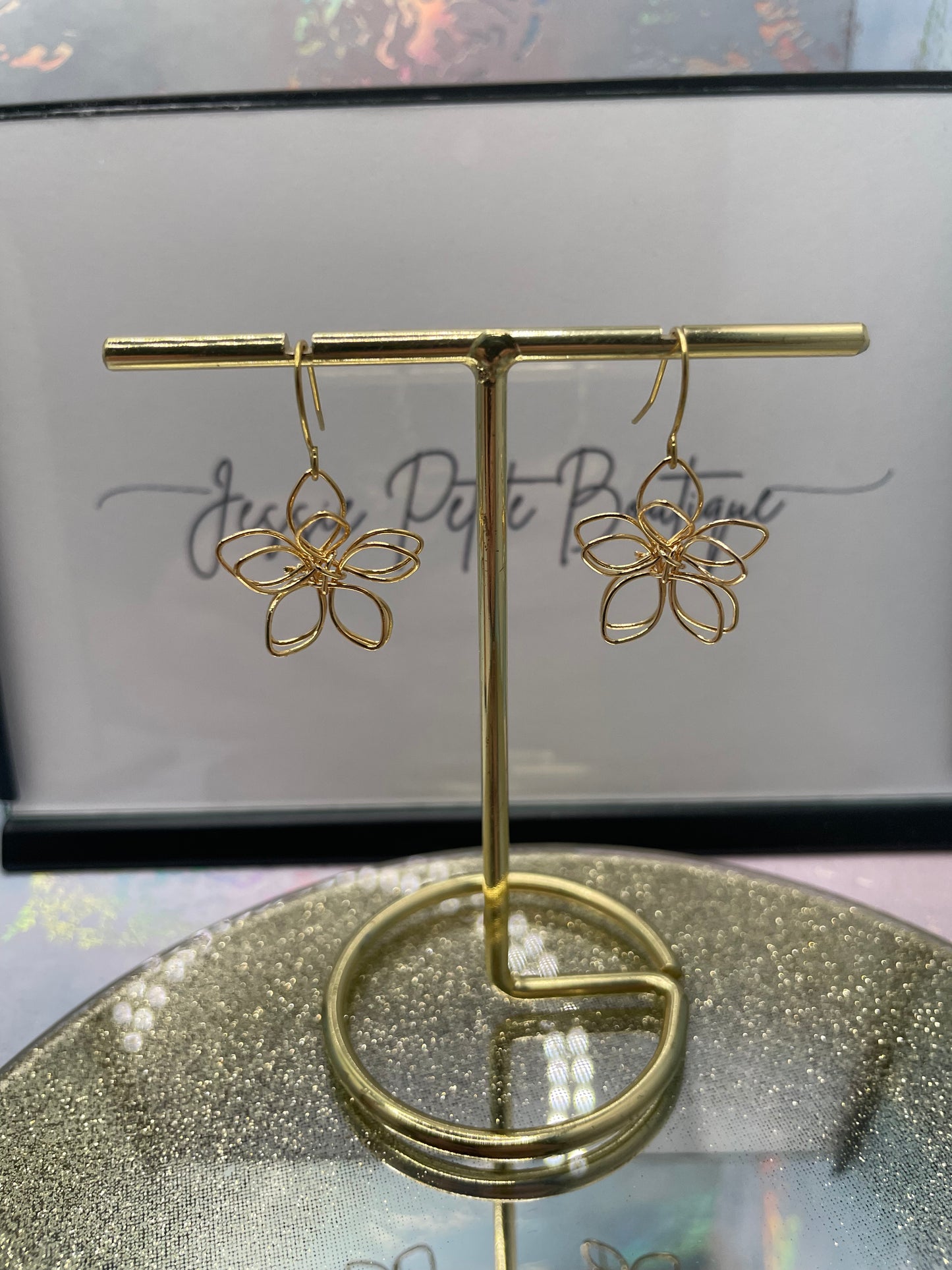 Golden Dangling Flower Earrings – NICKEL FREE
