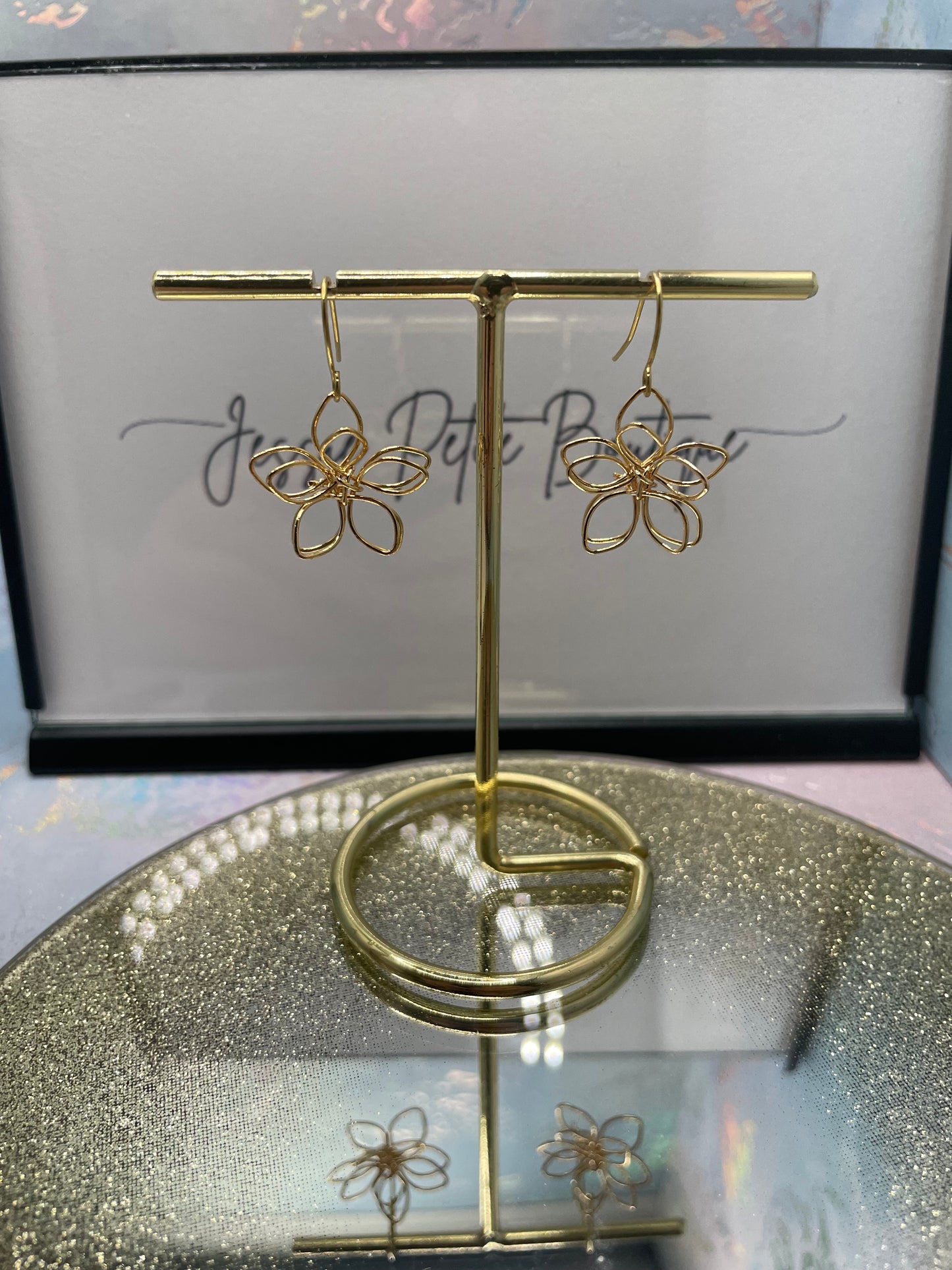 Golden Dangling Flower Earrings – NICKEL FREE