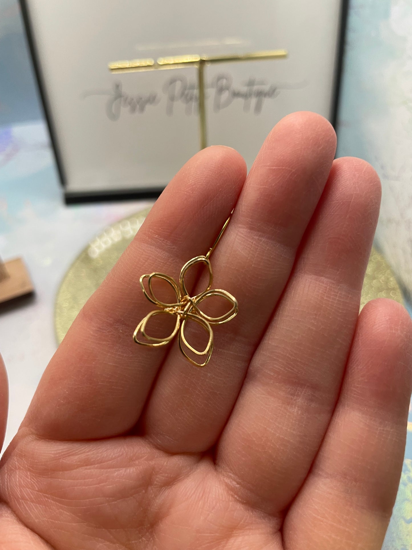 Golden Dangling Flower Earrings – NICKEL FREE