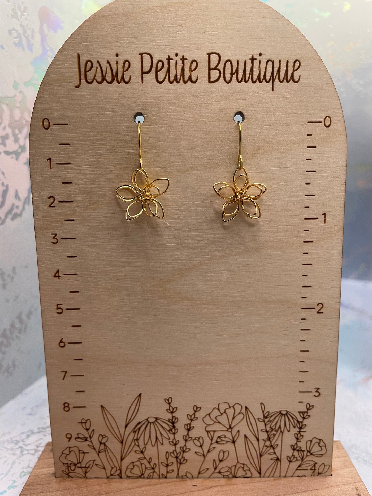 Golden Dangling Flower Earrings – NICKEL FREE