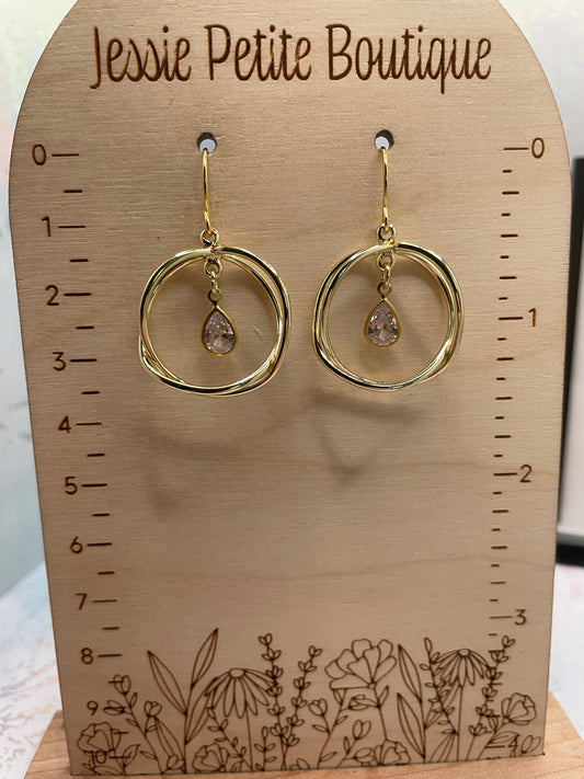 Yellow Gold Circles with Zirconia Earrings – NICKEL FREE