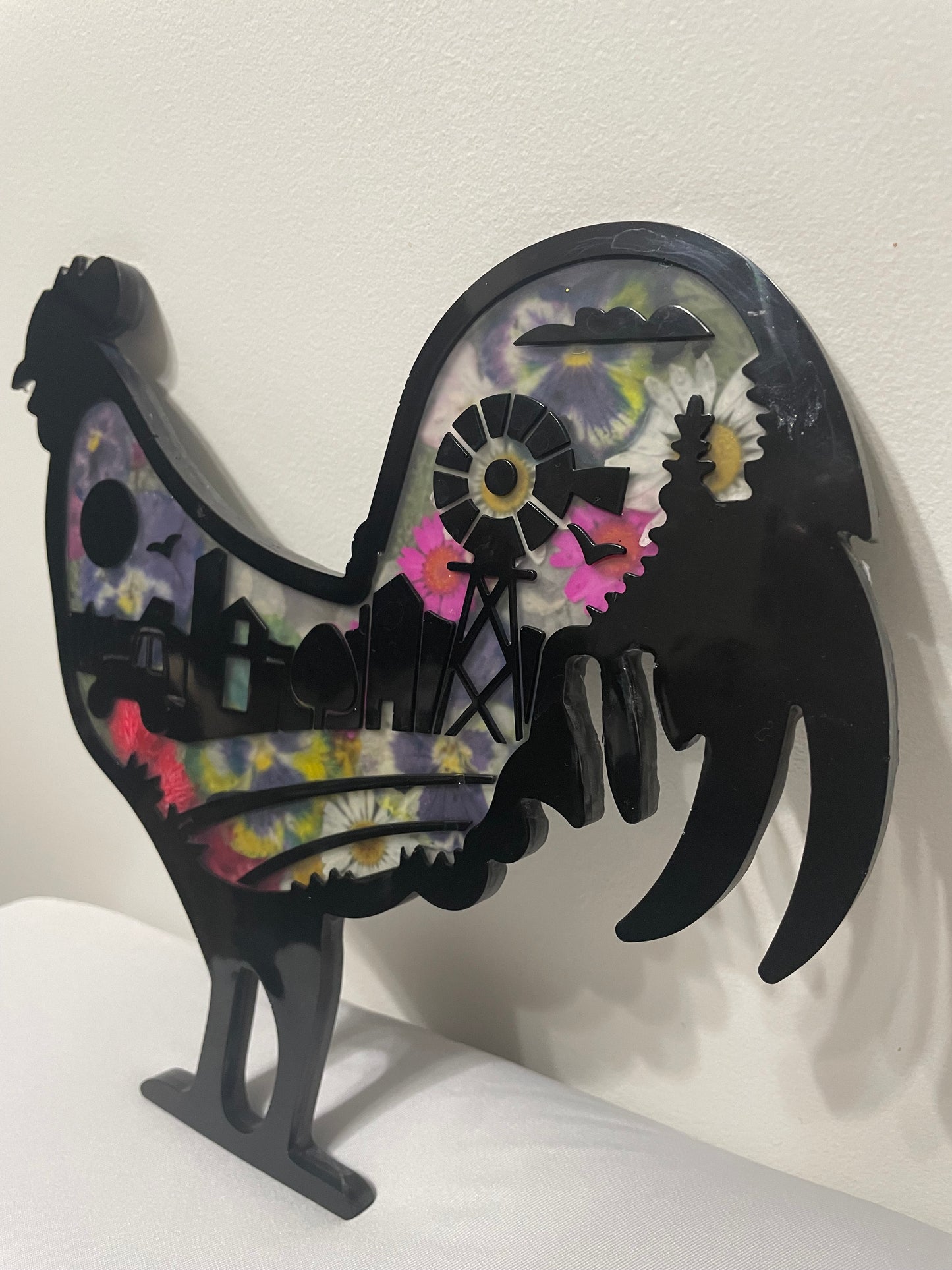 Farm Scene Rooster Wall Decoration or Key Hanger