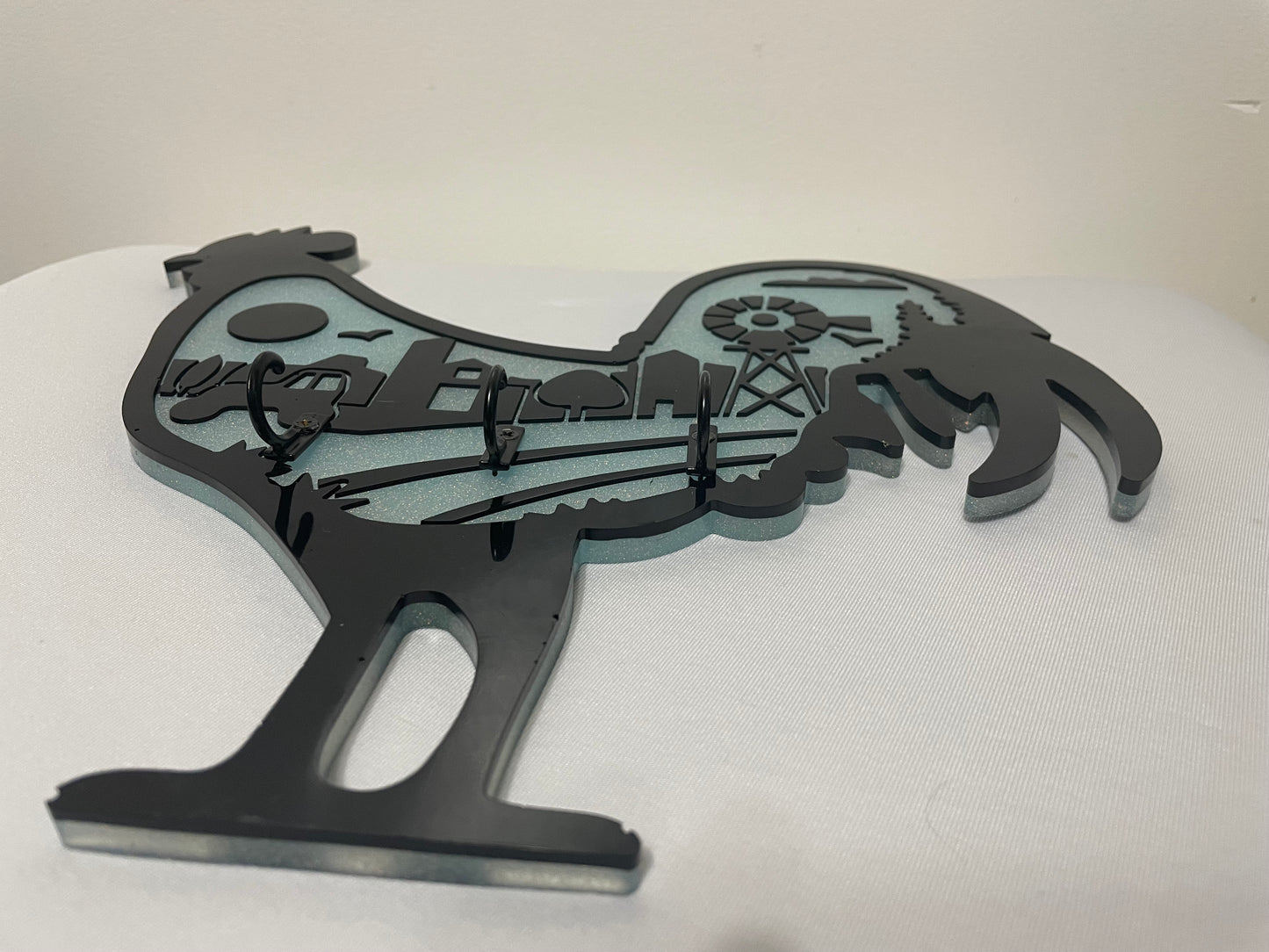 Farm Scene Rooster Wall Decoration or Key Hanger