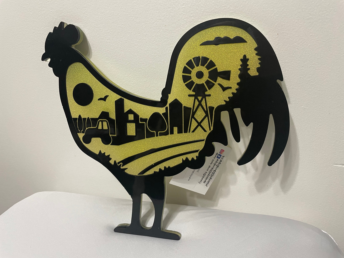 Farm Scene Rooster Wall Decoration or Key Hanger