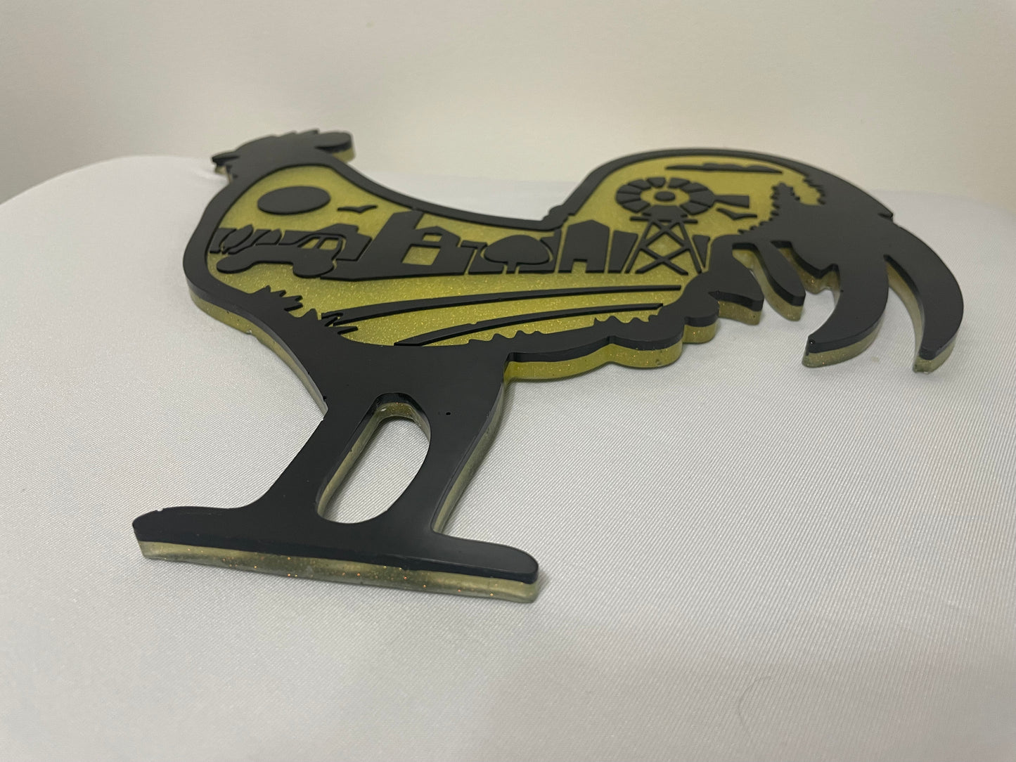 Farm Scene Rooster Wall Decoration or Key Hanger