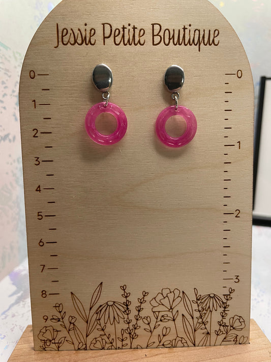 Small Neon Donut Earrings + Silver Stud – STAINLESS STEEL