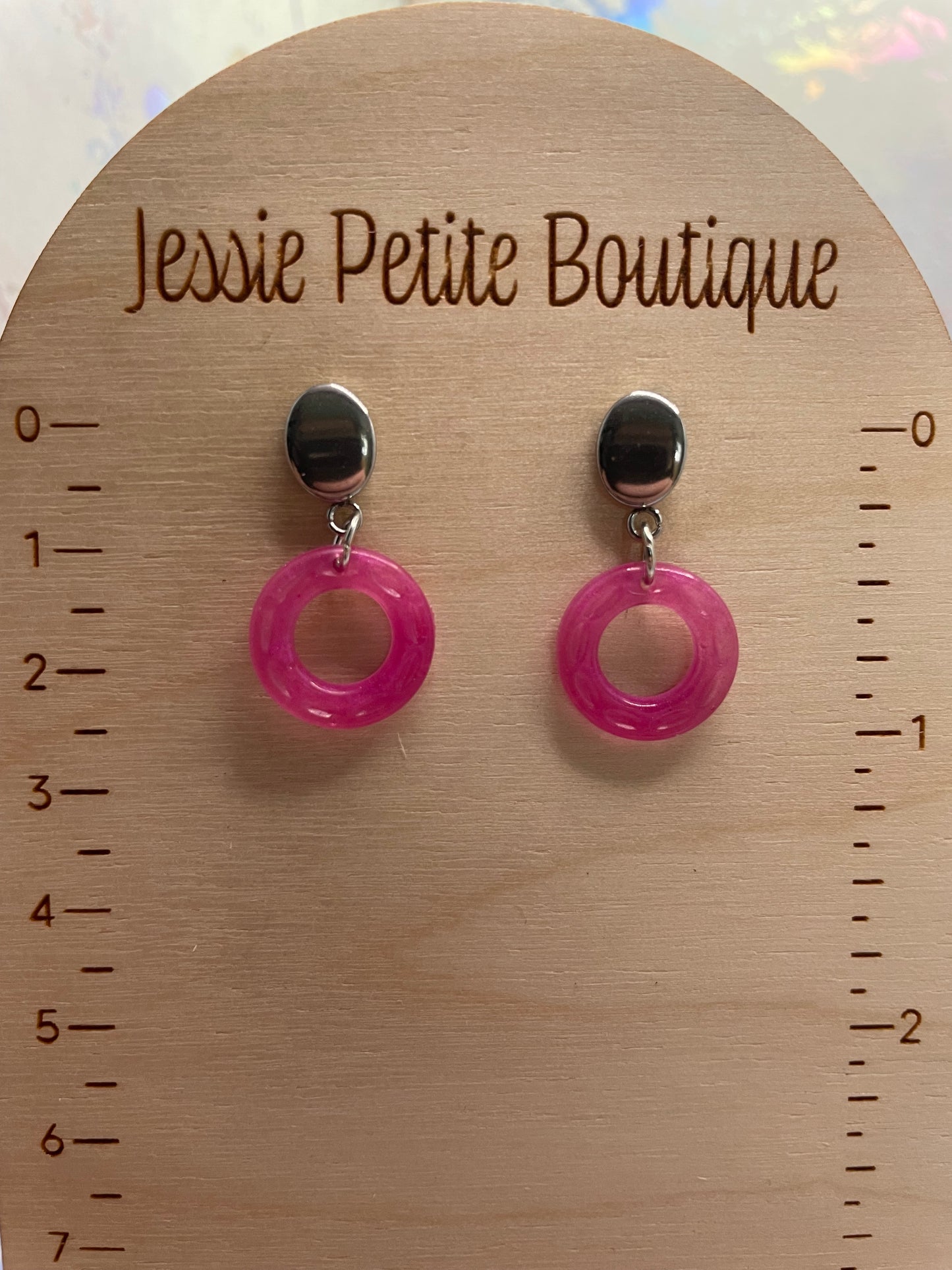 Small Neon Donut Earrings + Silver Stud – STAINLESS STEEL