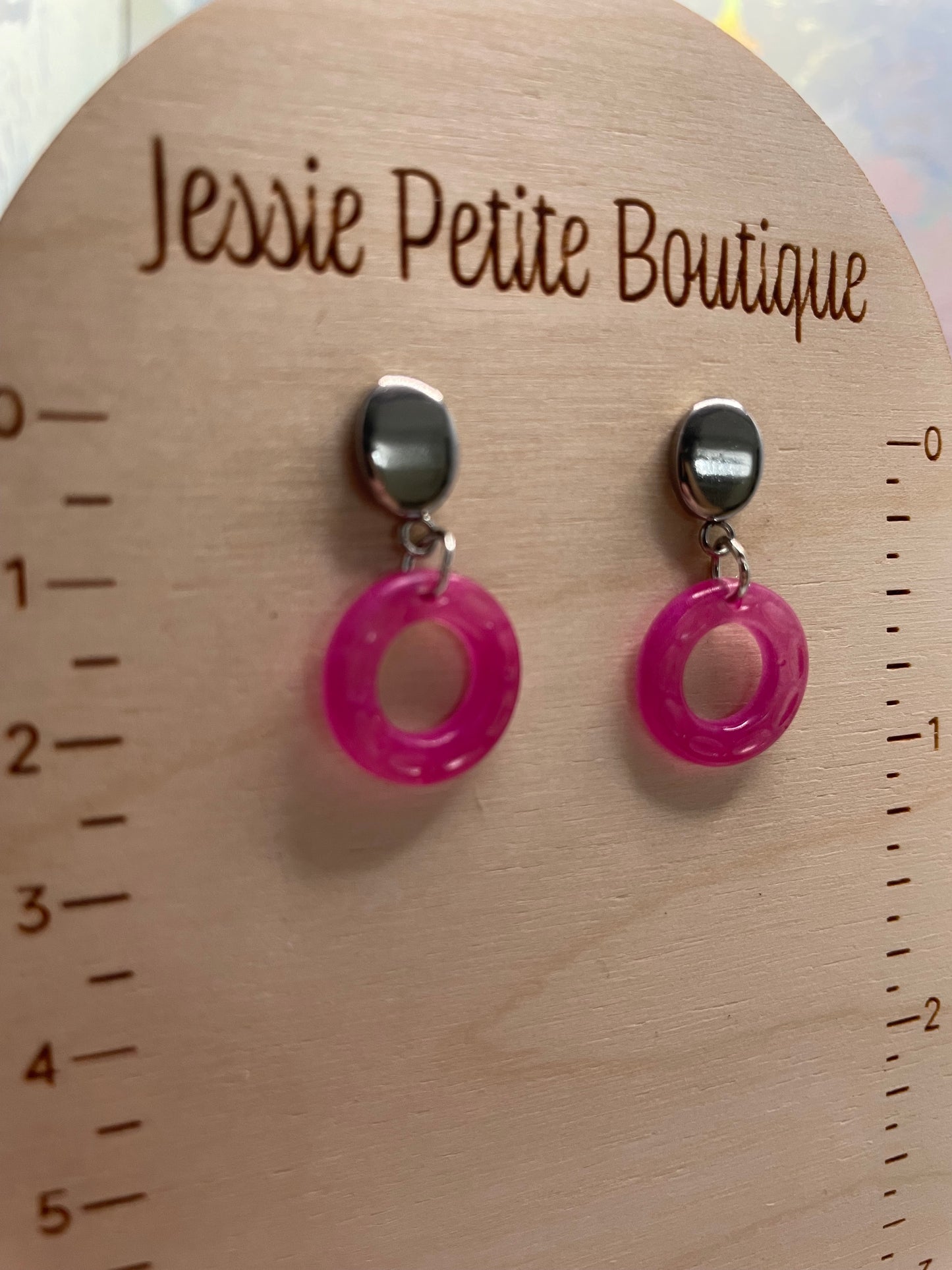 Small Neon Donut Earrings + Silver Stud – STAINLESS STEEL