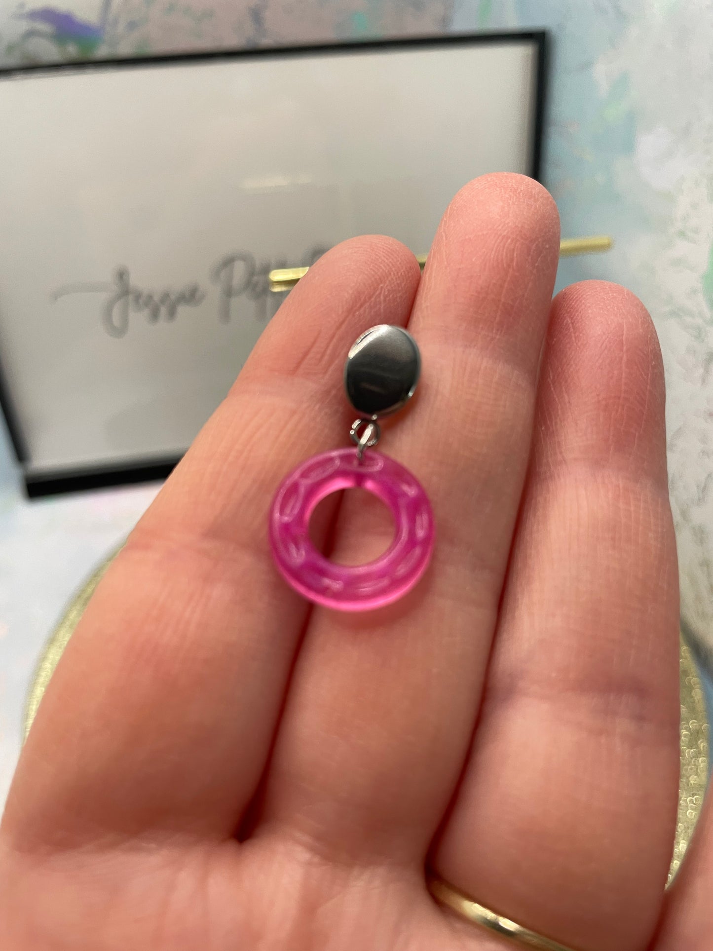 Small Neon Donut Earrings + Silver Stud – STAINLESS STEEL