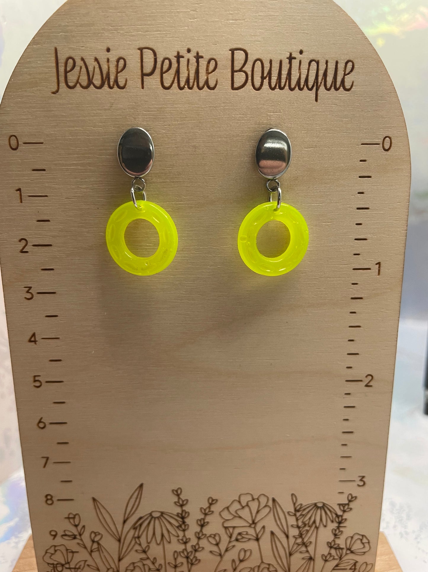Small Neon Donut Earrings + Silver Stud – STAINLESS STEEL