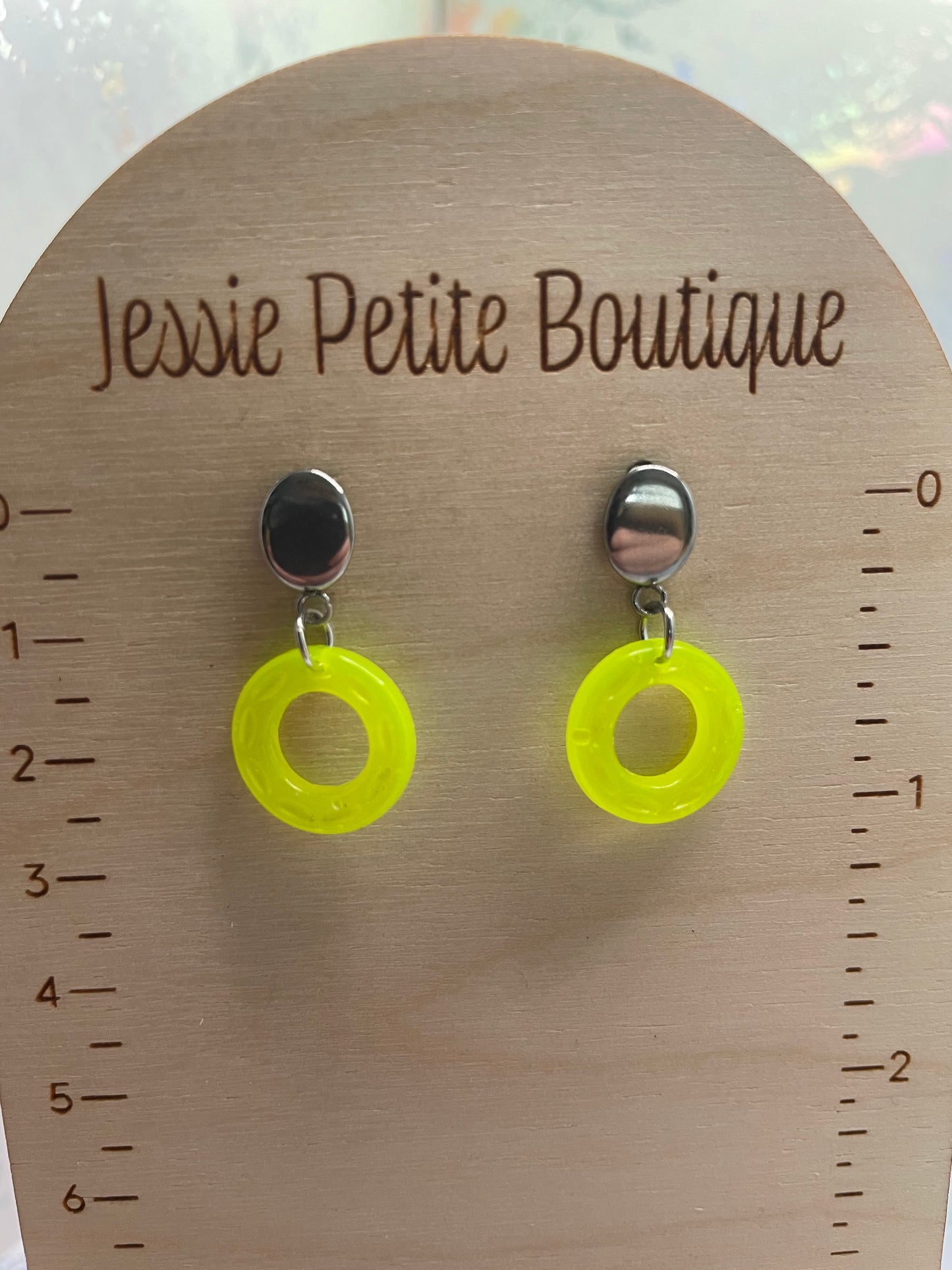 Small Neon Donut Earrings + Silver Stud – STAINLESS STEEL