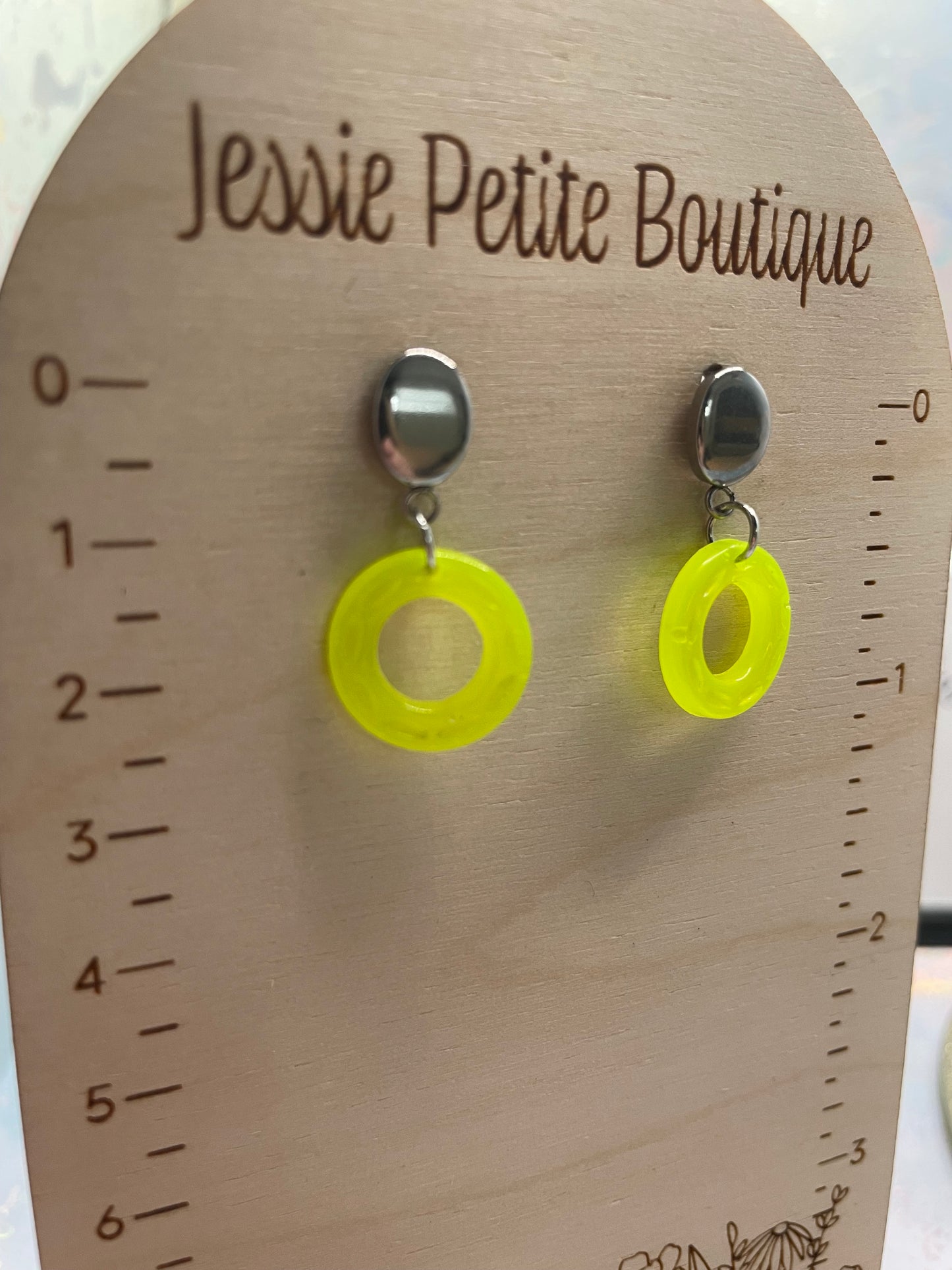 Small Neon Donut Earrings + Silver Stud – STAINLESS STEEL