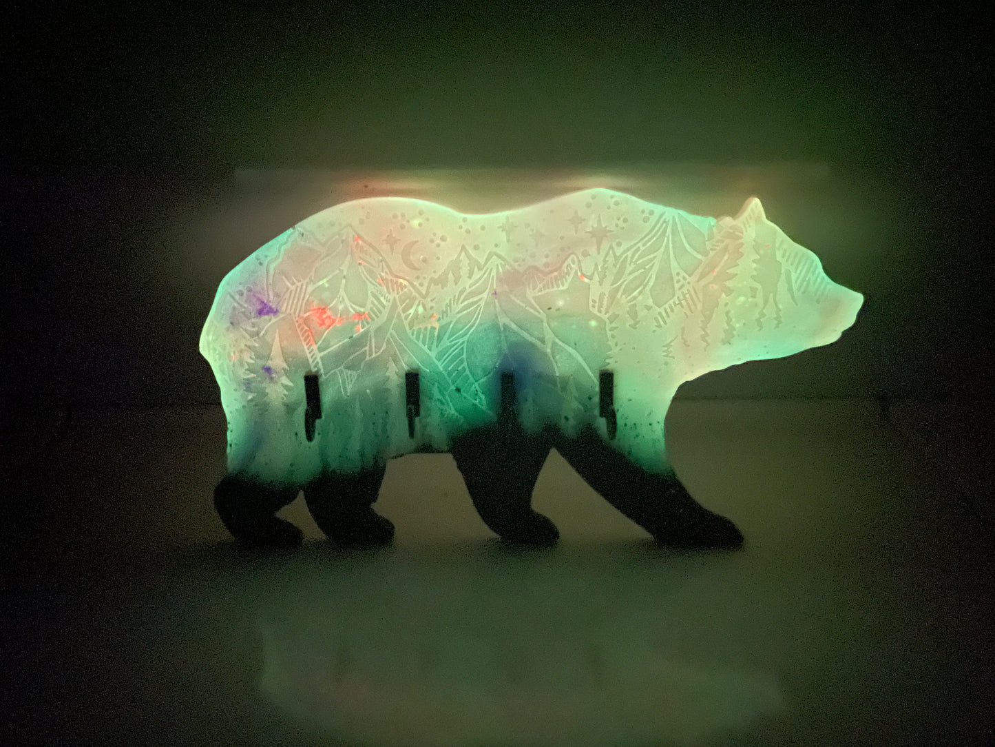 Glow in the Dark Northern Light Bear: Wall Decoration or Key Hanger