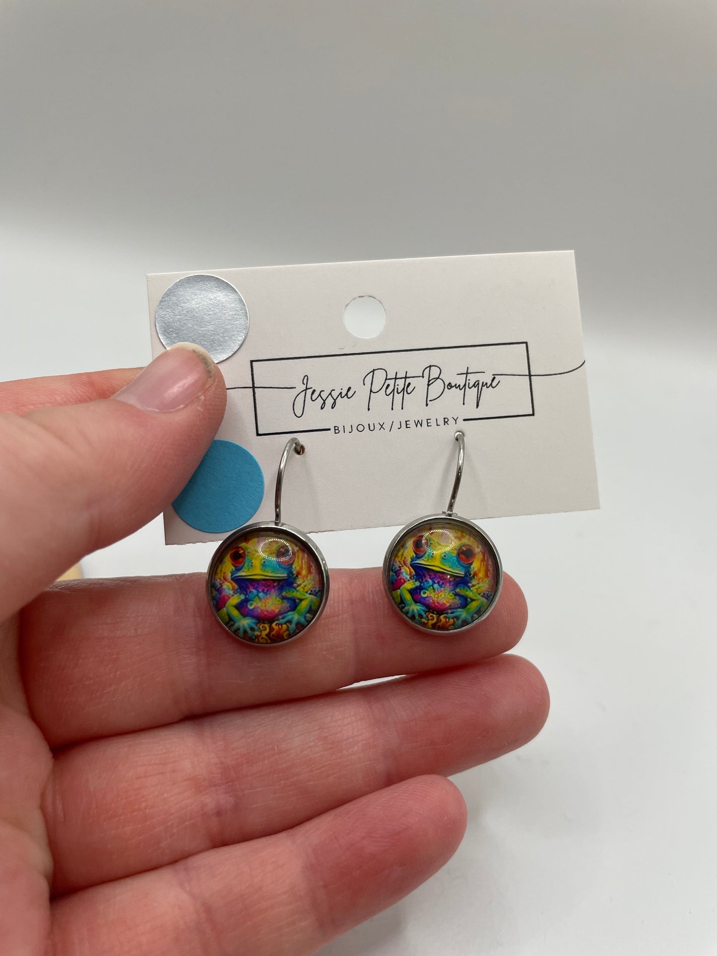 Boucles d’oreilles grenouille colorée – Acier inoxydable +Sans Nickel