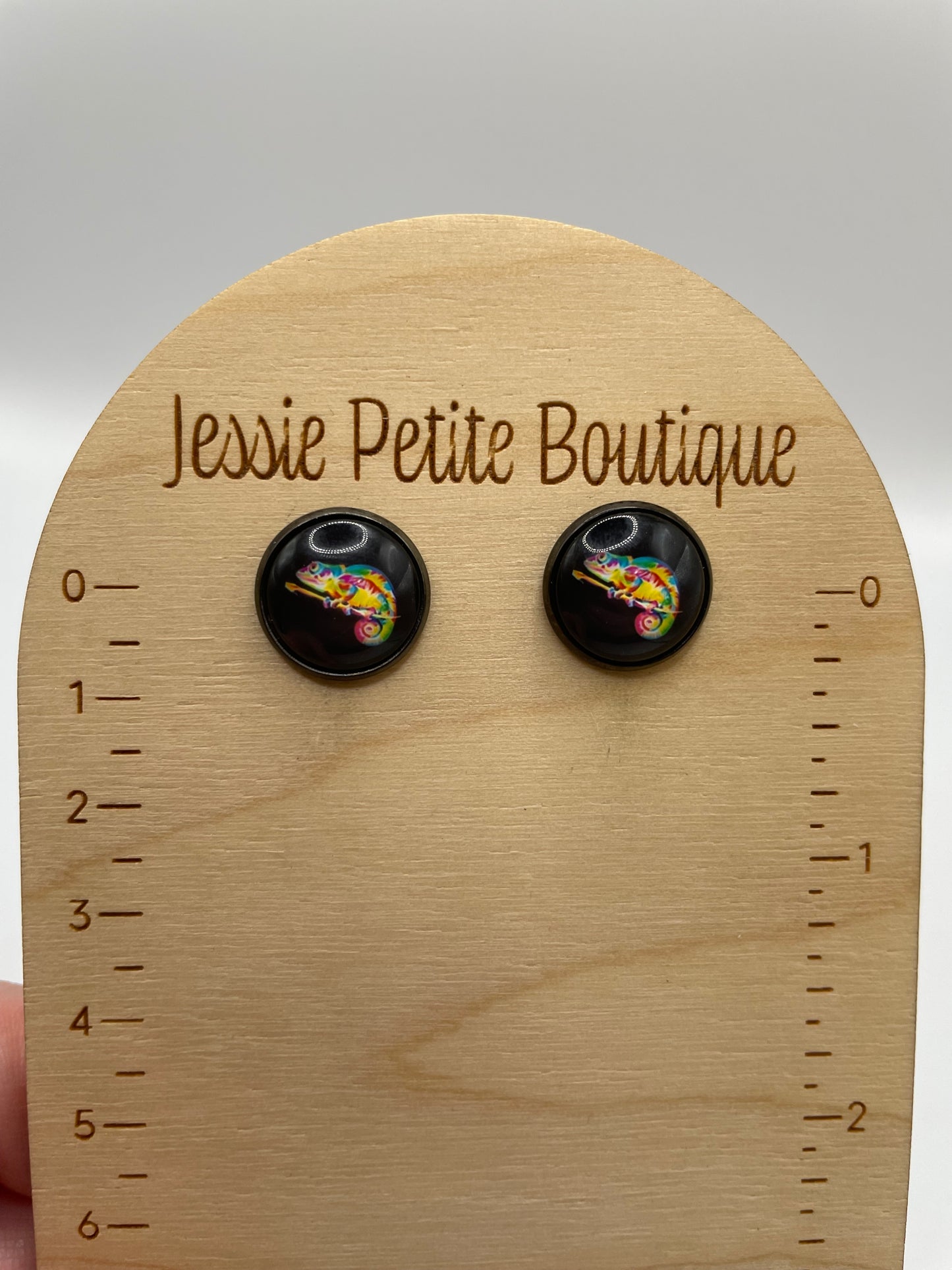 Colourful Chameleon Stud Earrings – Stainless Steel+Nickel Free