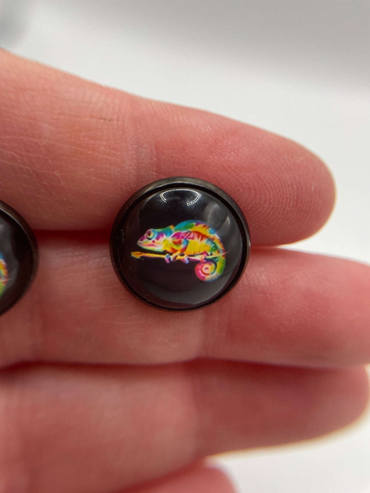 Colourful Chameleon Stud Earrings – Stainless Steel+Nickel Free