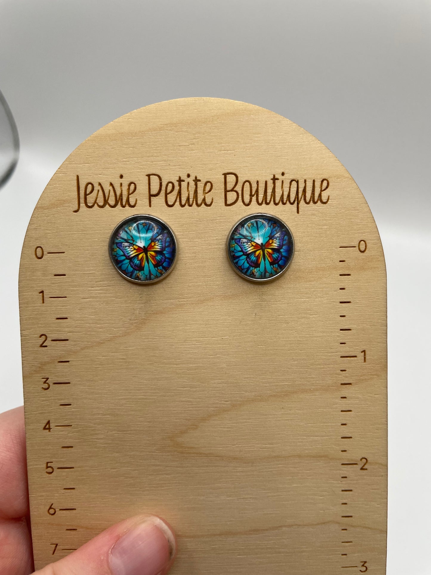 Blue Butterfly Stud Earrings – Stainless Steel+Nickel Free