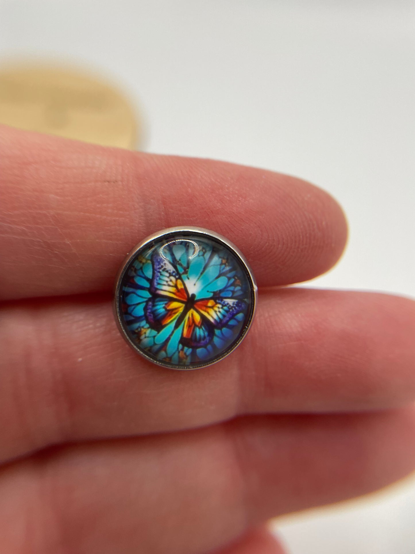 Blue Butterfly Stud Earrings – Stainless Steel+Nickel Free