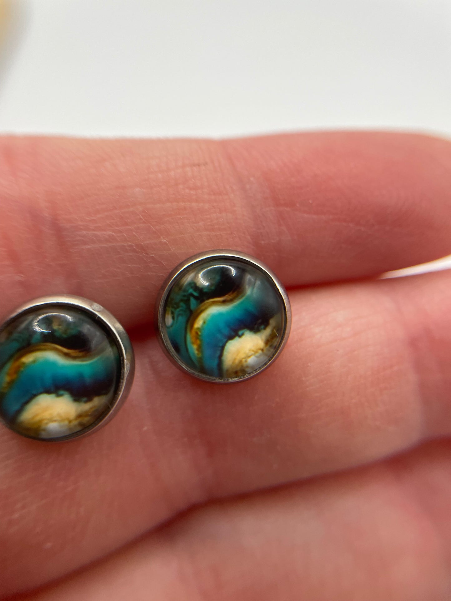 Marble Stud Earrings – Stainless Steel +Nickel Free (4 Options)