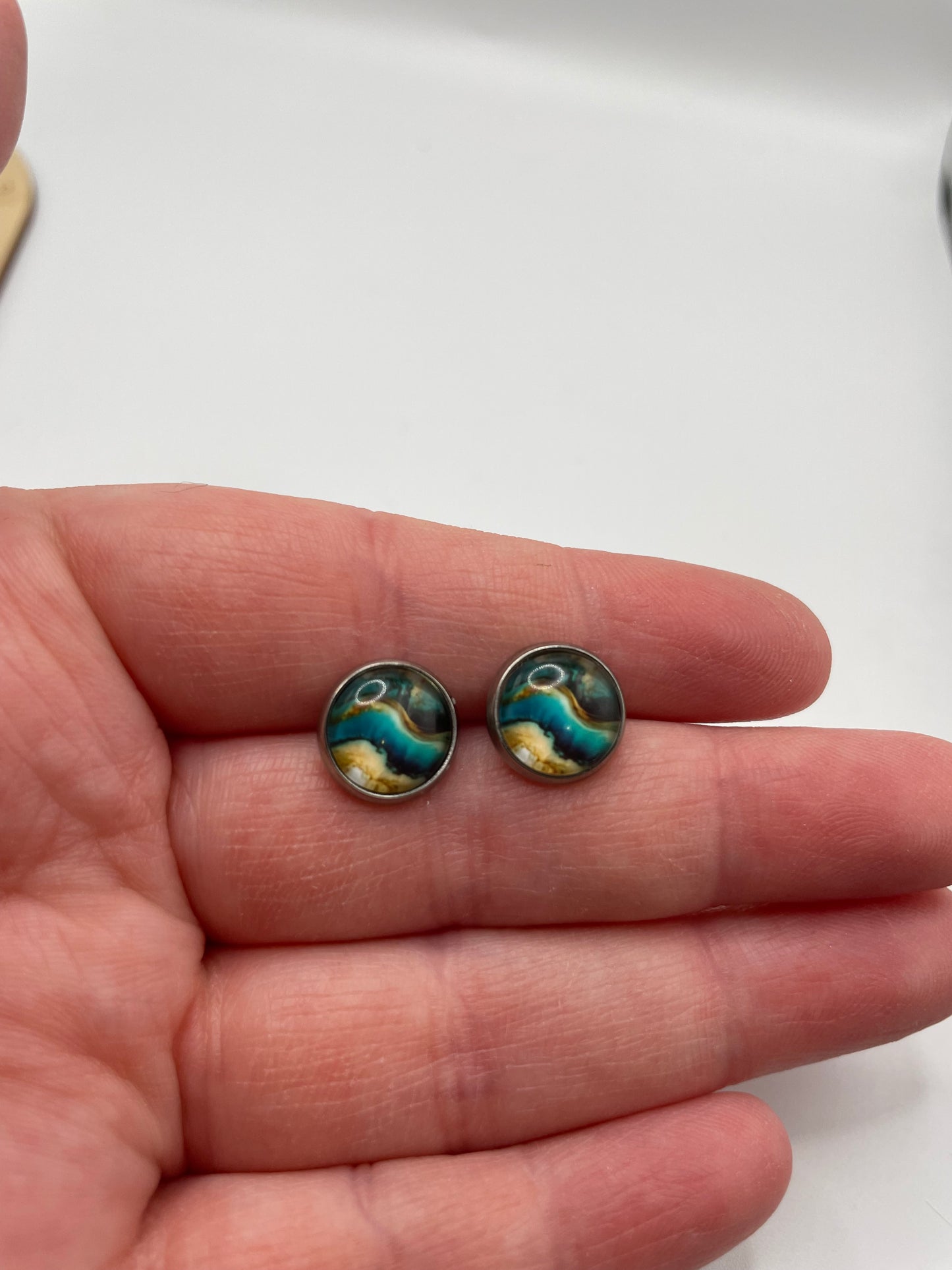 Marble Stud Earrings – Stainless Steel +Nickel Free (4 Options)