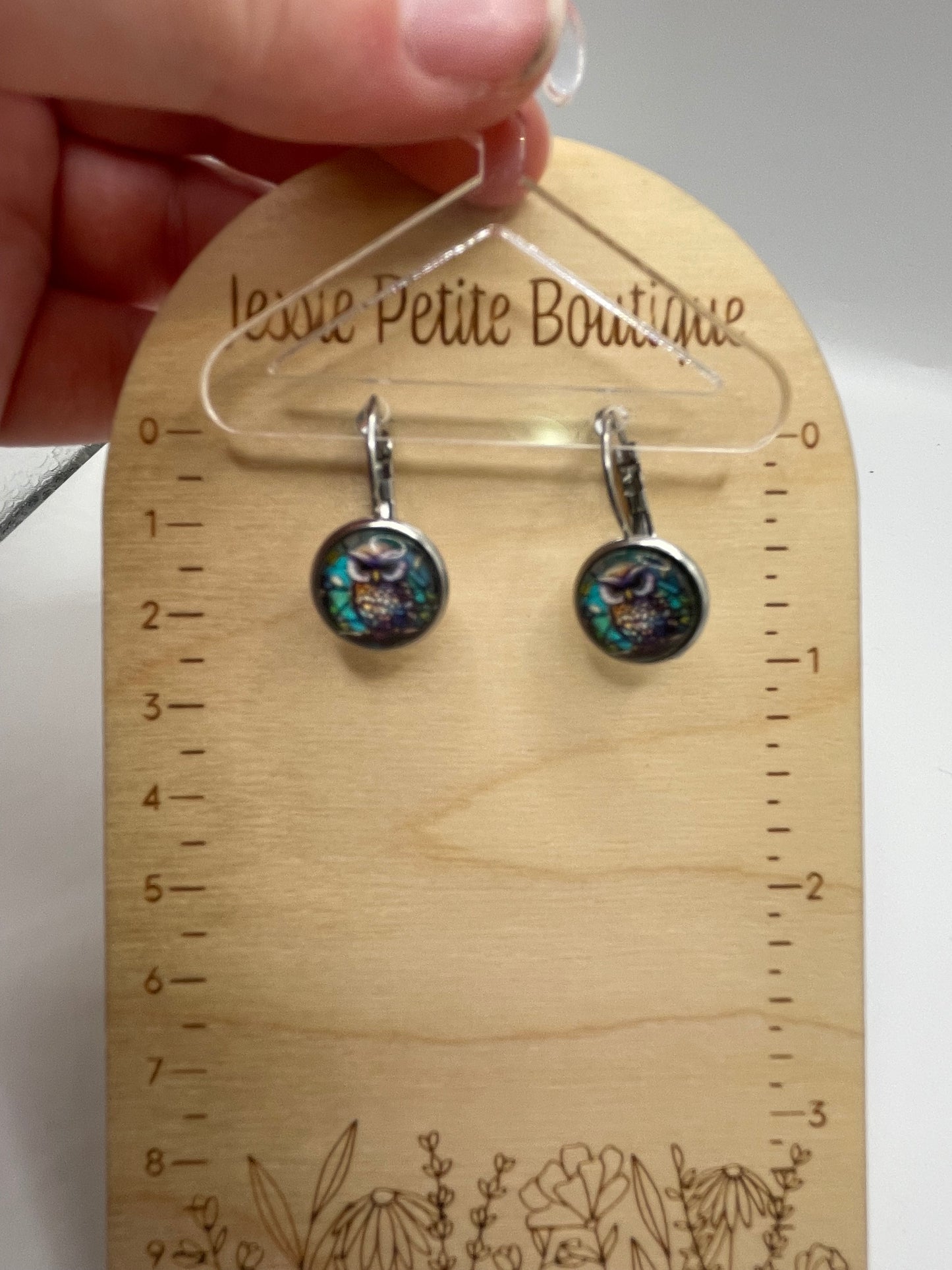 Boucles d’oreilles dormeuses hibou coloré – Acier inoxydable +sans nickel