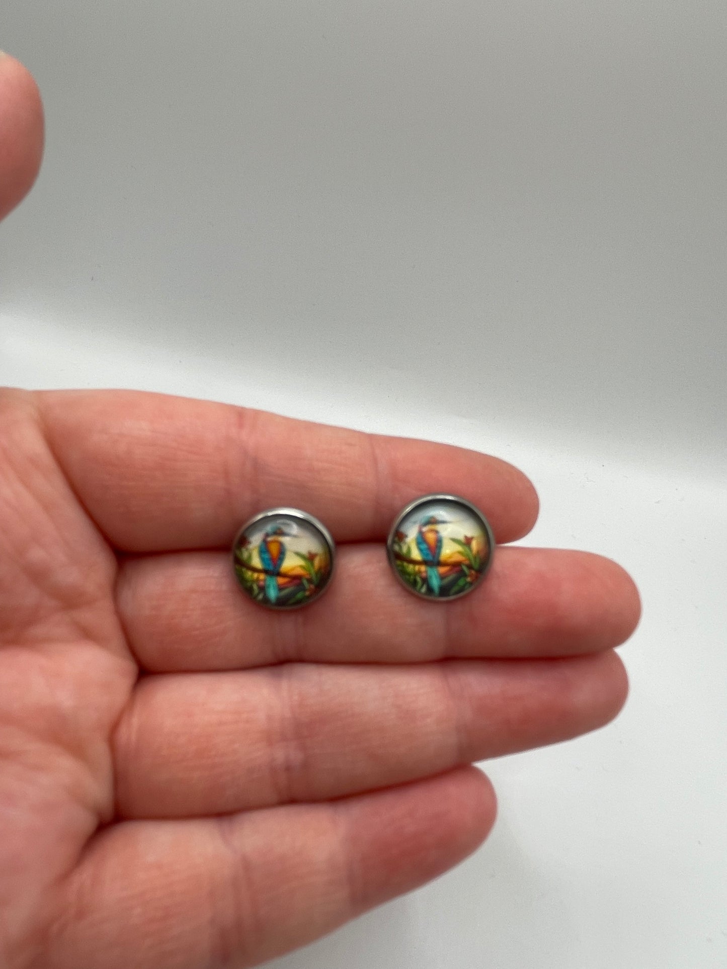 Boutons d’oreilles oiseau tropical – Acier inoxydable+Sans Nickel 