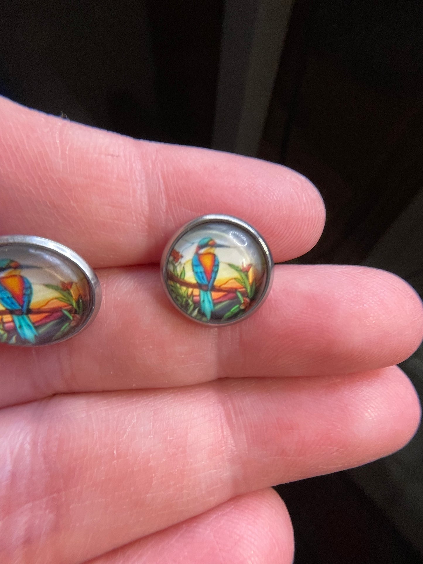 Boutons d’oreilles oiseau tropical – Acier inoxydable+Sans Nickel 