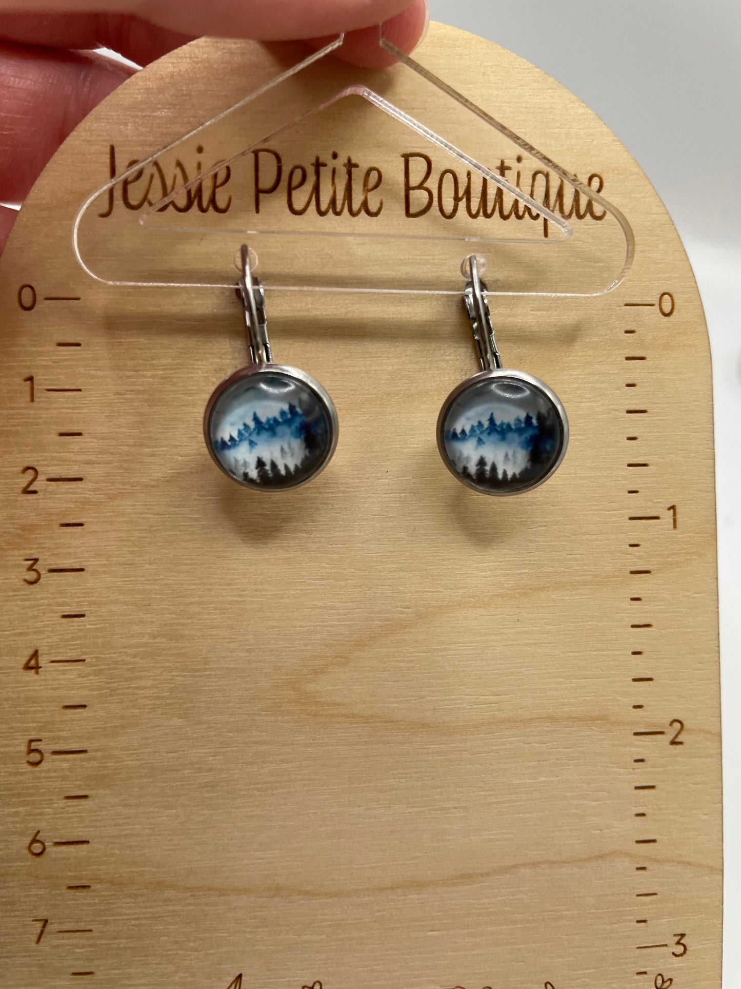 Blue Forest Landscape Leverback Earrings – Stainless Steel+Nickel Free