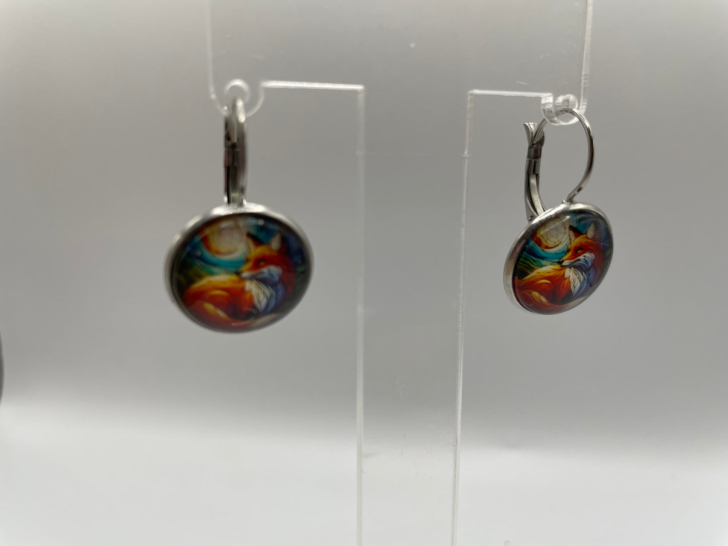 Boucles d’oreilles dormeuses renard coloré – Acier inoxydable+ sans nickel