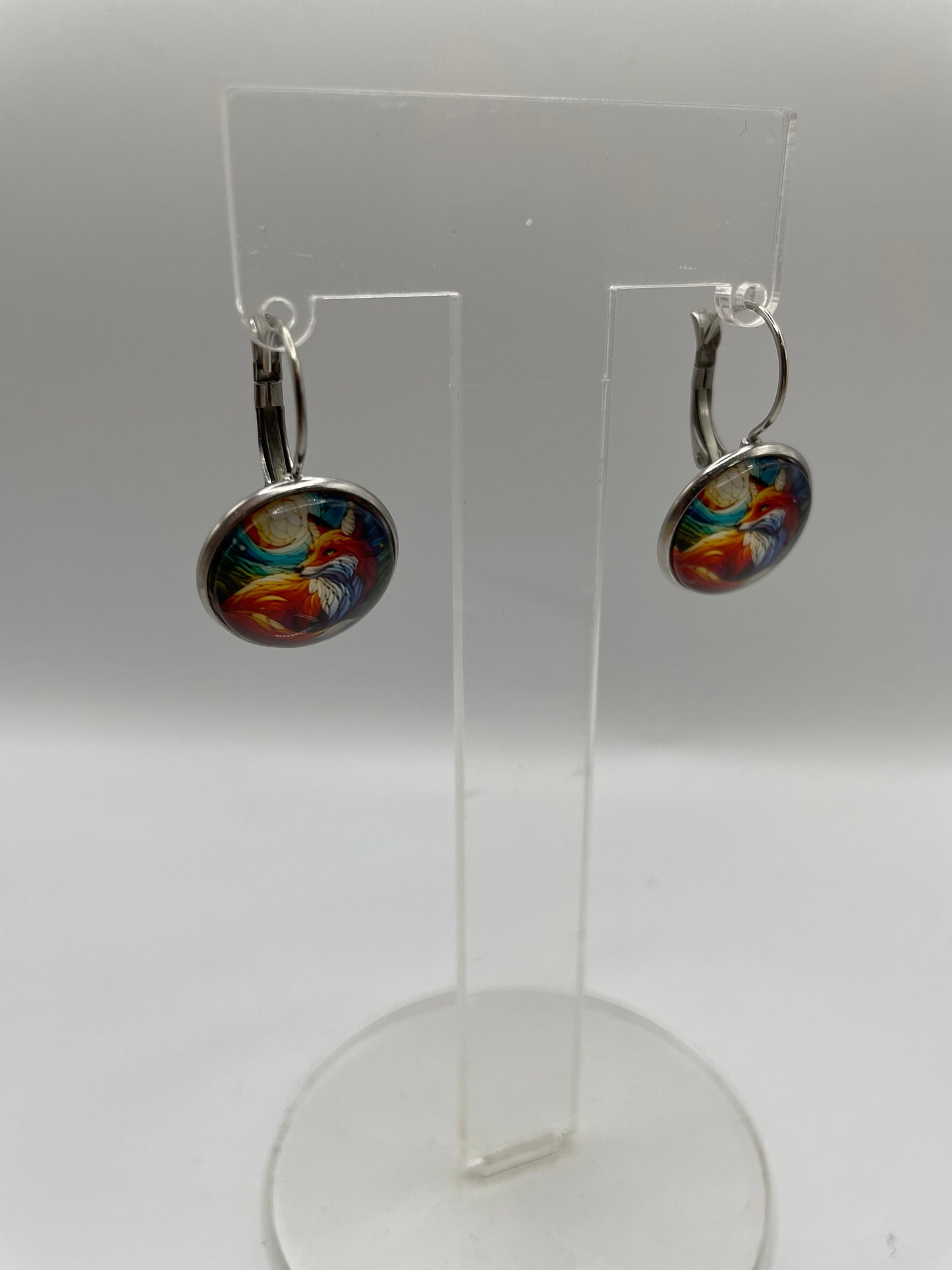 Boucles d’oreilles dormeuses renard coloré – Acier inoxydable+ sans nickel