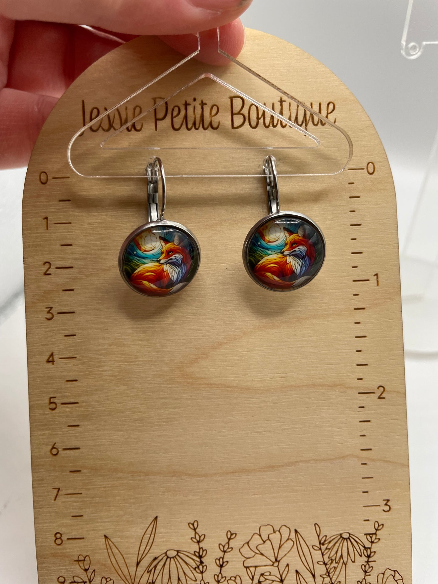 Boucles d’oreilles dormeuses renard coloré – Acier inoxydable+ sans nickel