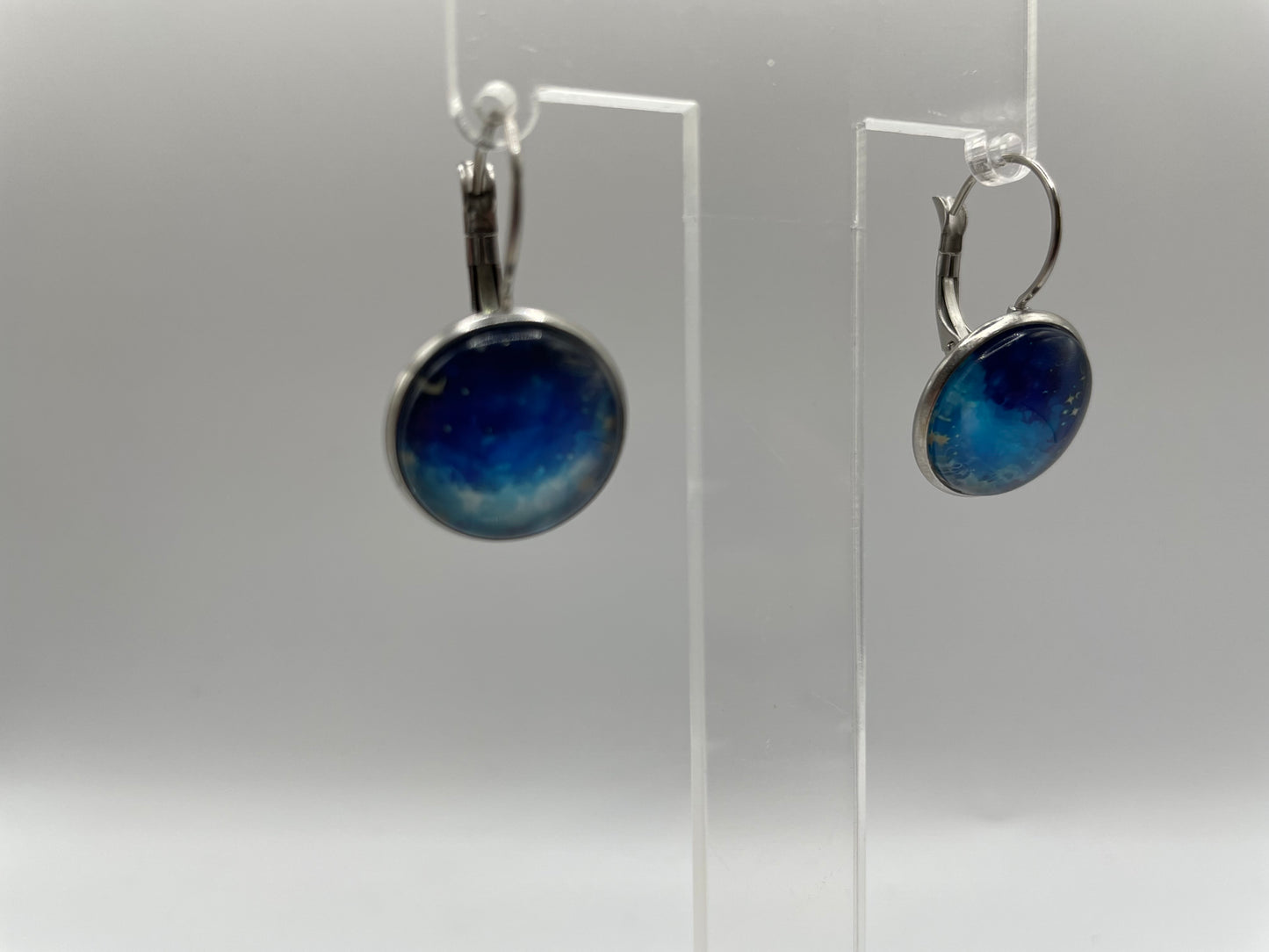 Blue Galaxy Leverback Earrings – Stainless Steel+Nickel Free