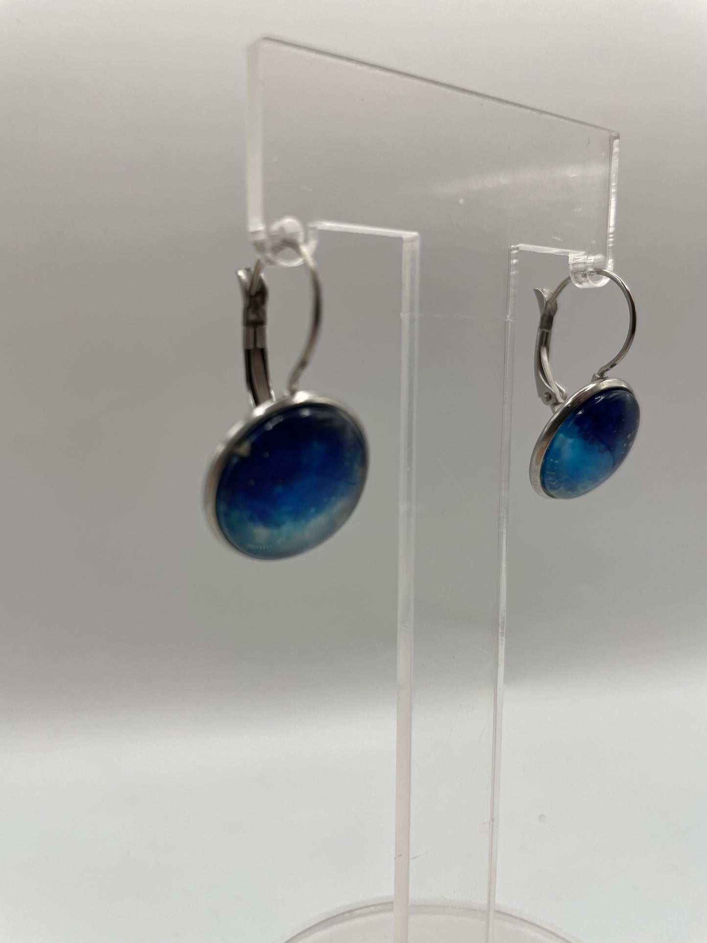 Blue Galaxy Leverback Earrings – Stainless Steel+Nickel Free