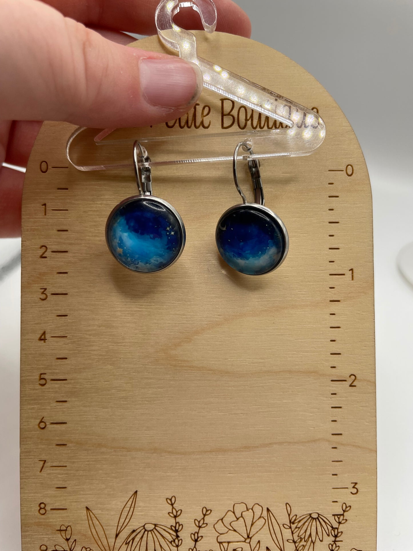 Blue Galaxy Leverback Earrings – Stainless Steel+Nickel Free