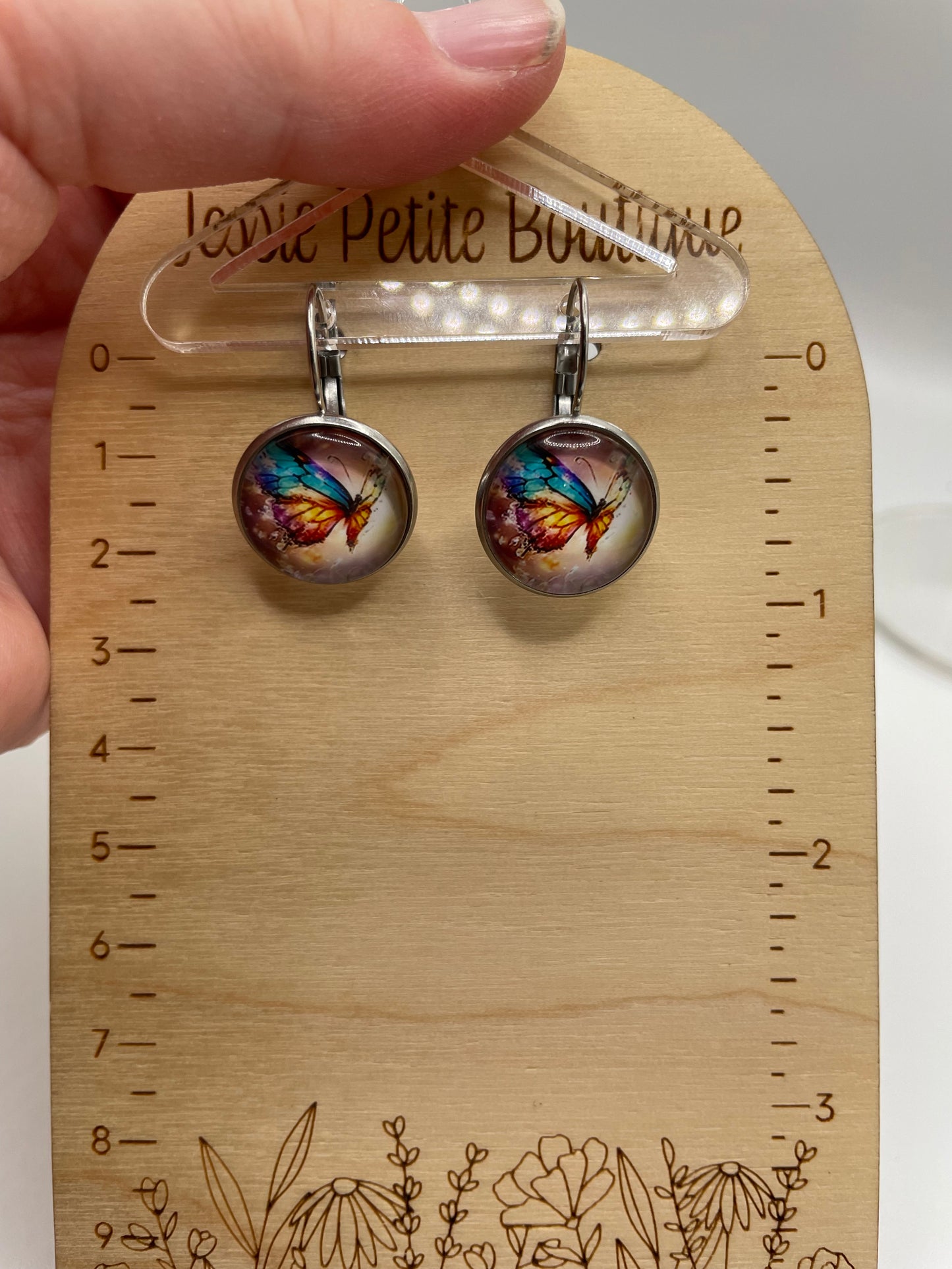 Colourful Butterfly Leverback Earrings – Stainless Steel +Nickel Free